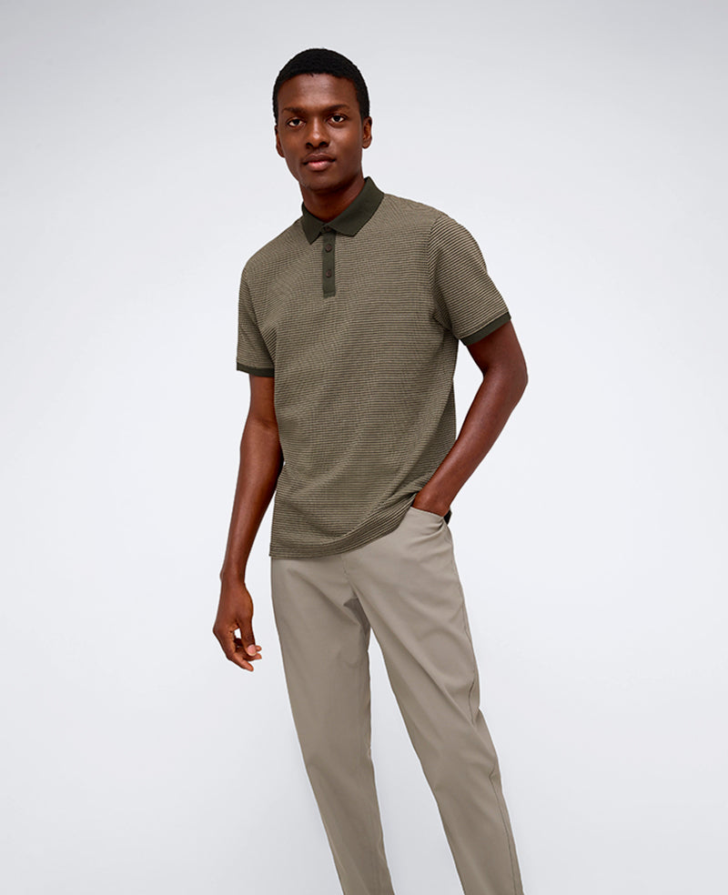 Kenneth Cole Reaction Clothing Contrast Placket Button Polo polo verde