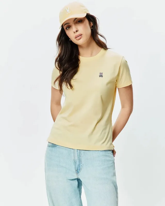 Psycho Bunny Women's Tops Classic Tee t-shirt donna giallo pastello cotone Pima