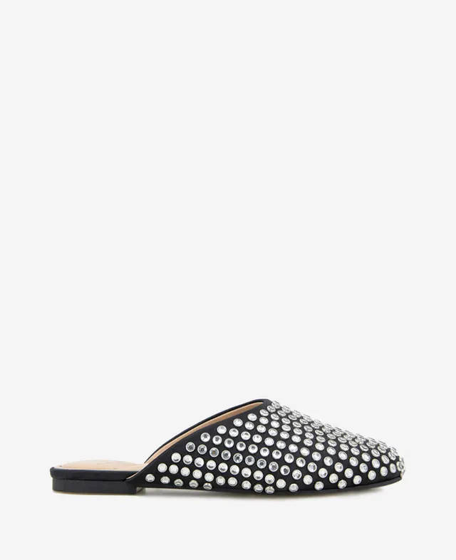 Kenneth Cole Reaction Saddie Studded Rhinestone Mule mule nere con strass