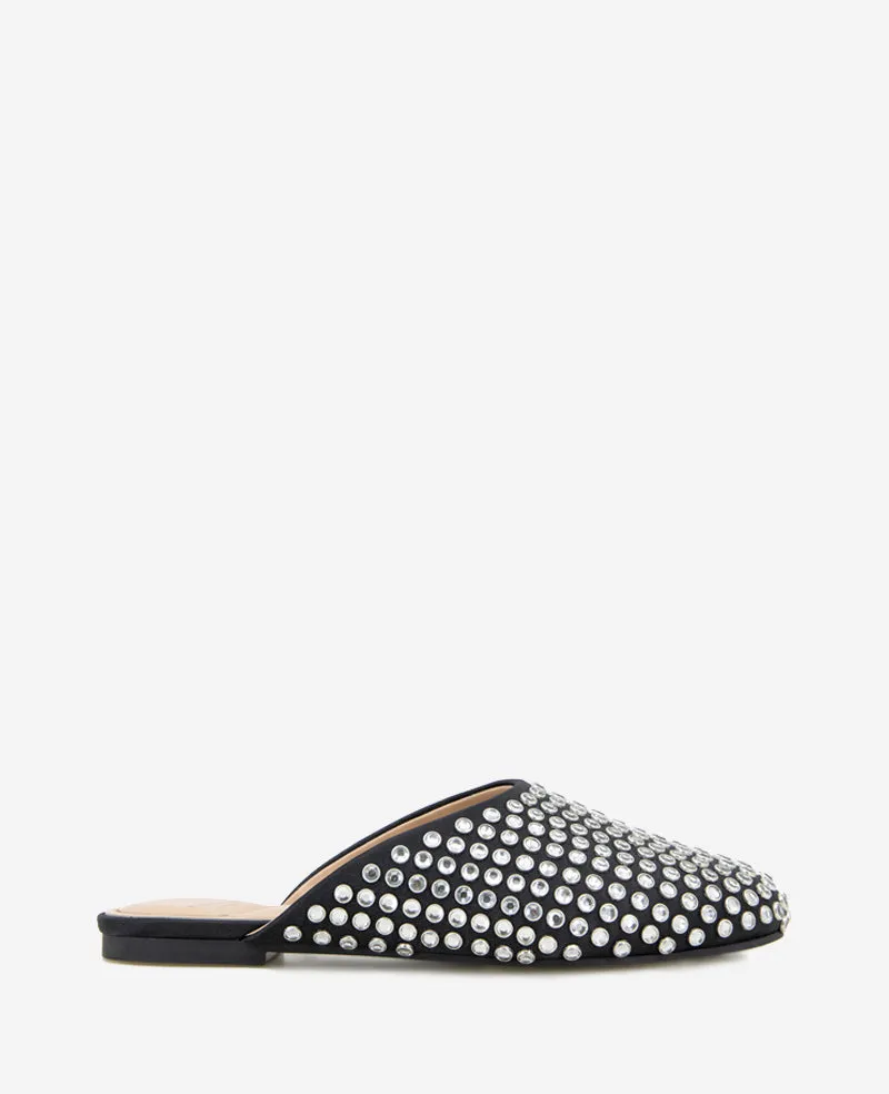 Kenneth Cole Reaction Saddie Studded Rhinestone Mule mule nere con strass
