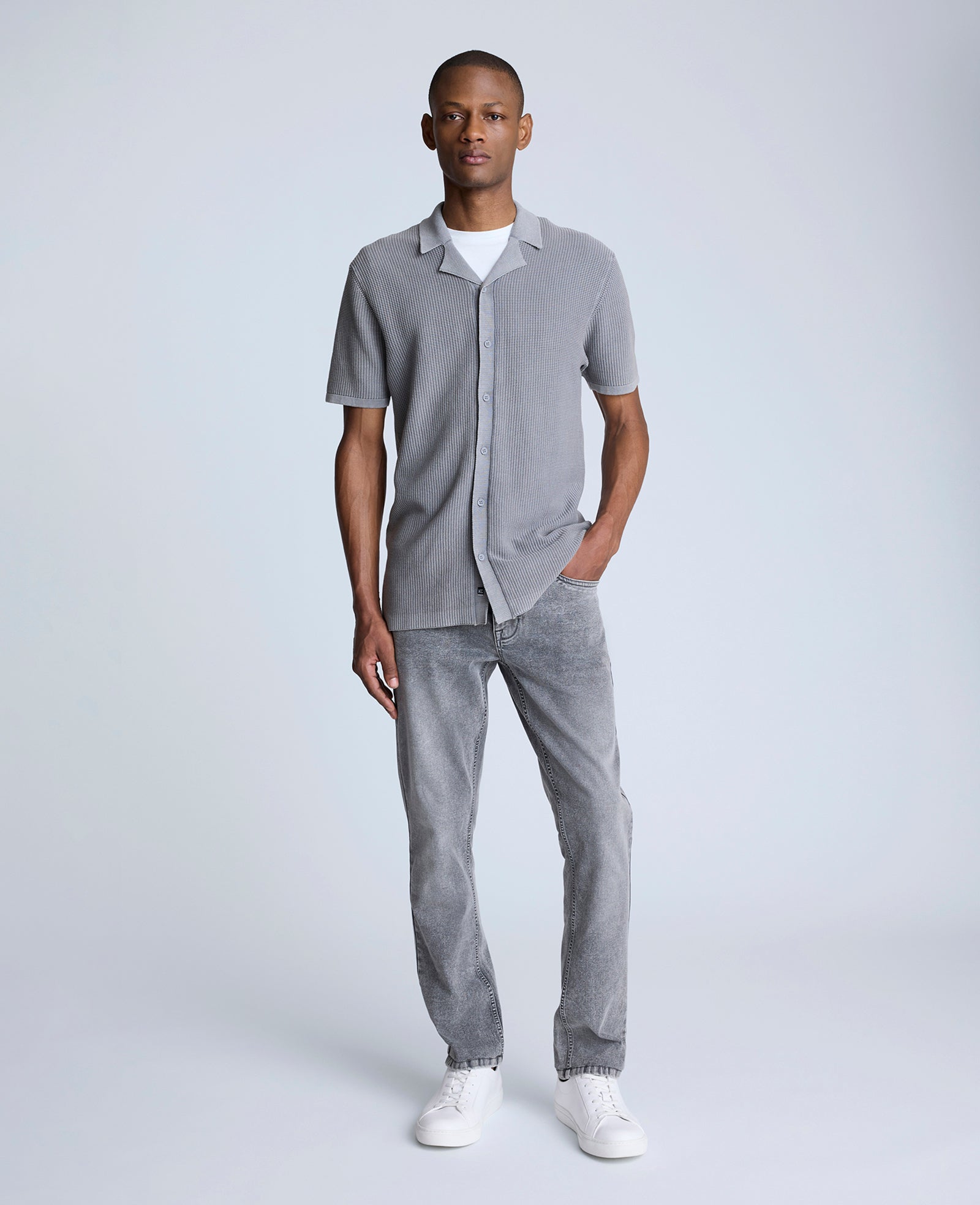Kenneth Cole Reaction Sweater Shirt camicia grigia in cotone