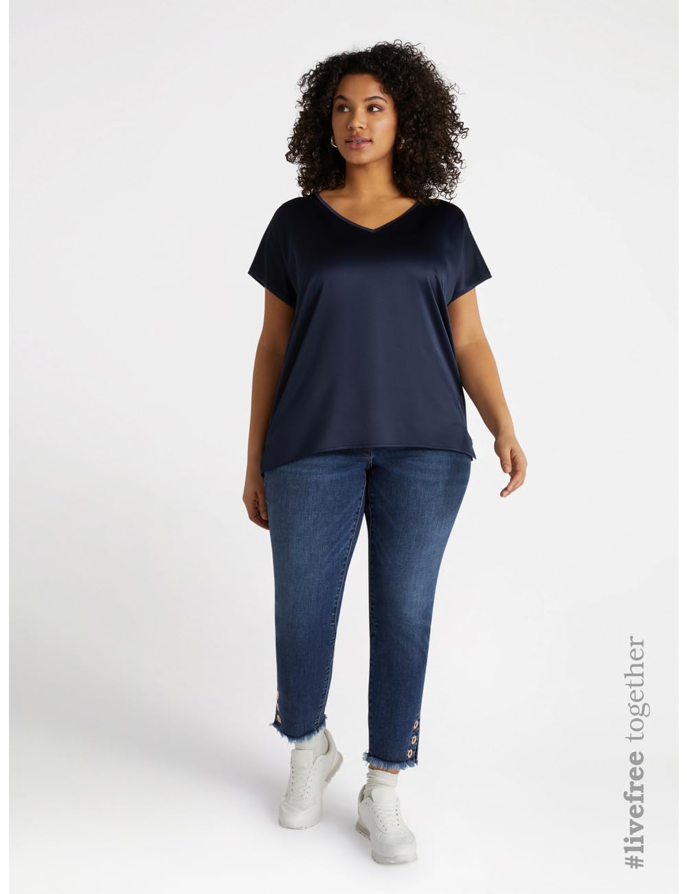 Fiorella Rubino Top e t-shirt T-shirt in Raso e Jersey t-shirt blu curvy