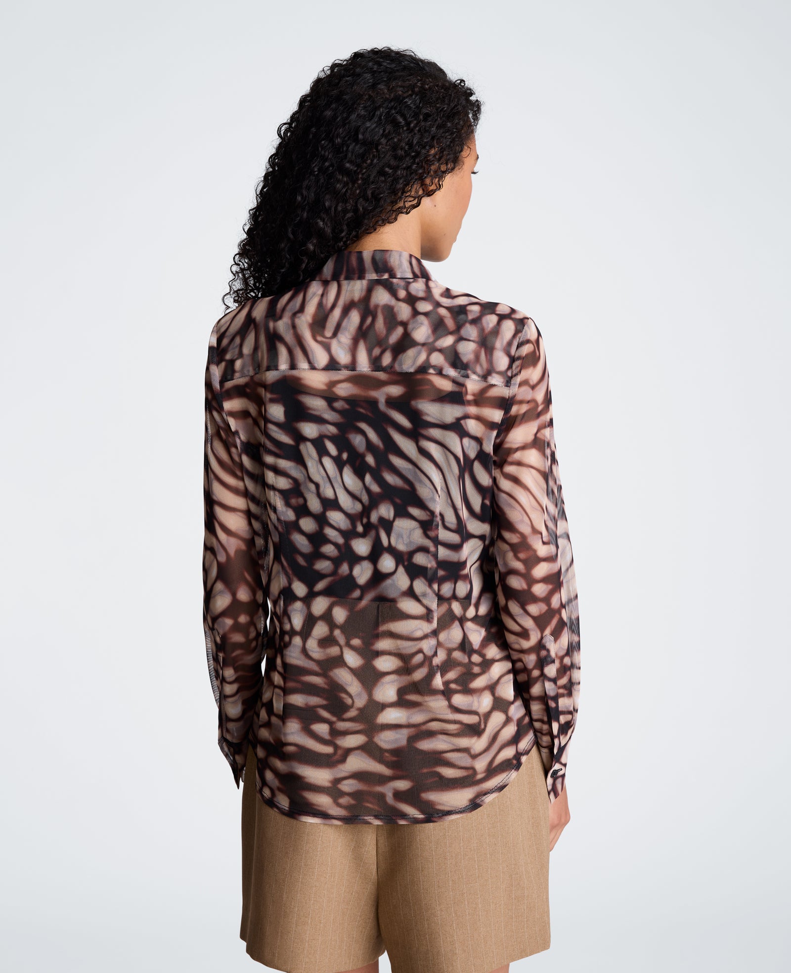 Kenneth Cole Reaction Clothing Front Button Shirt camicia Peanut Multi