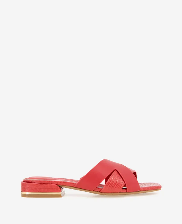 Kenneth Cole Reaction Shoes Issa Embossed Lizard Sandal sandalo rosso effetto lucertola
