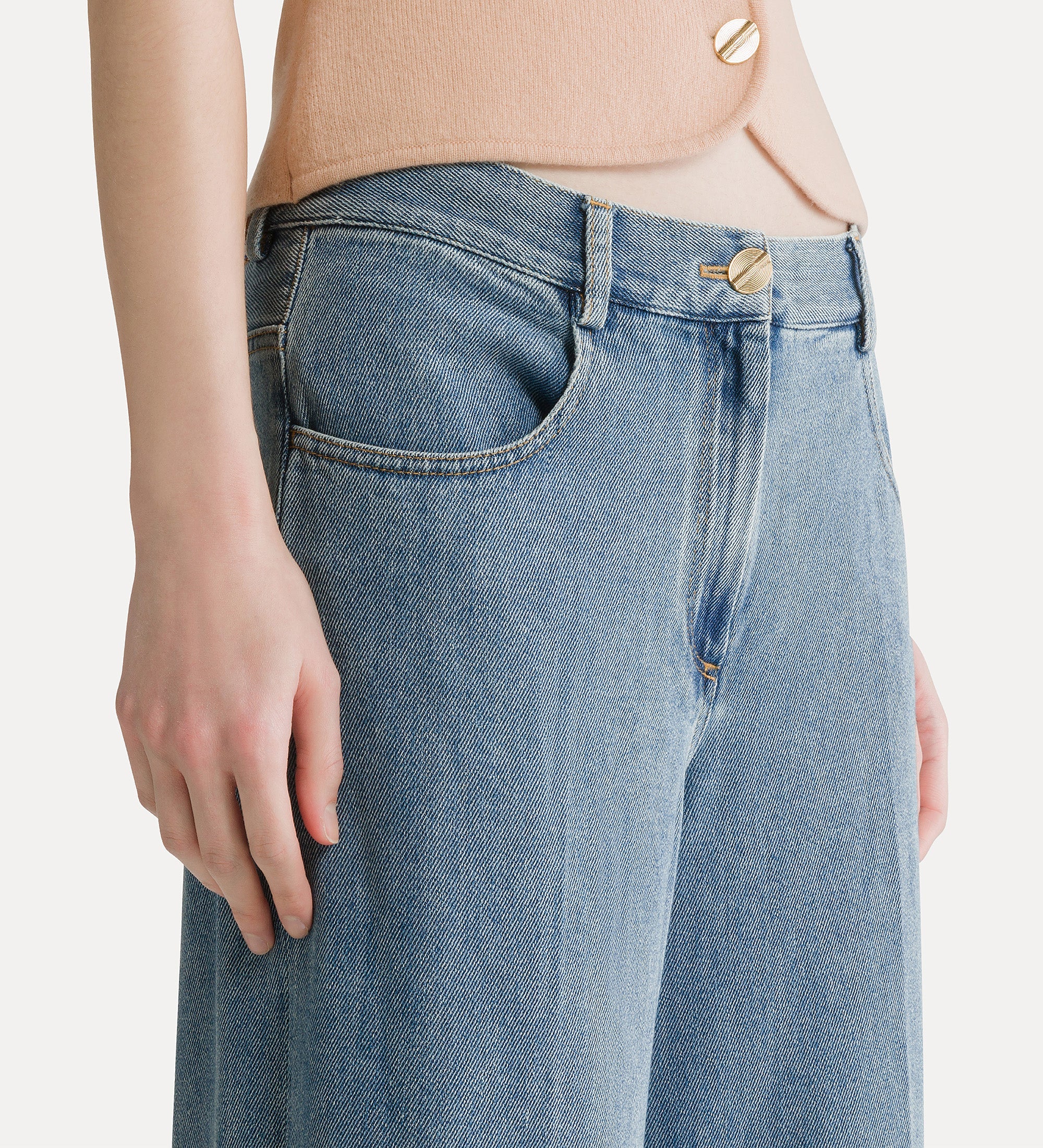 Forte pantaloni cavalry denim pantaloni palazzo celesti