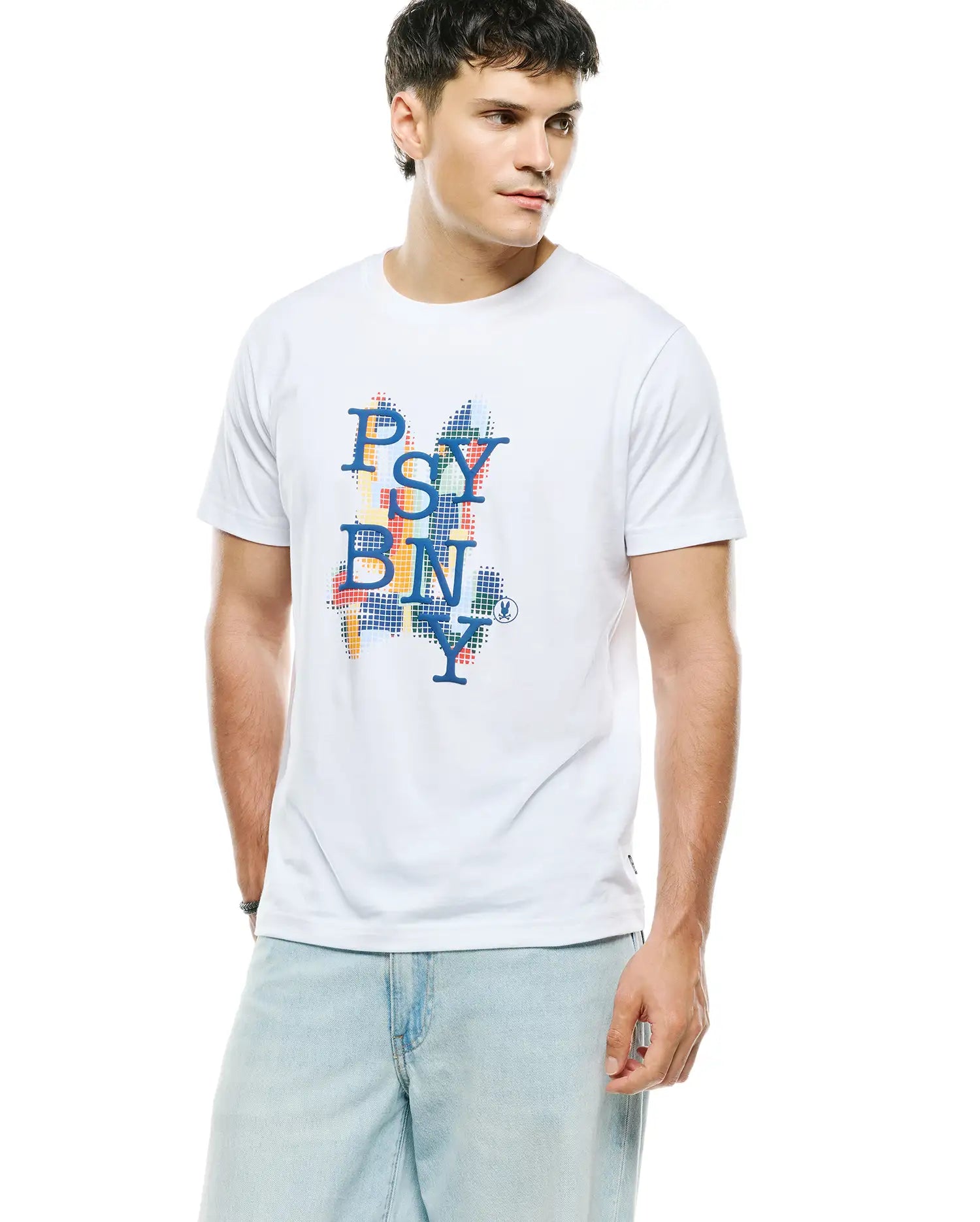 Psycho Bunny Men's Tees Wes Pima Cotton Graphic Tee MT0200397 maglietta bianca Pima