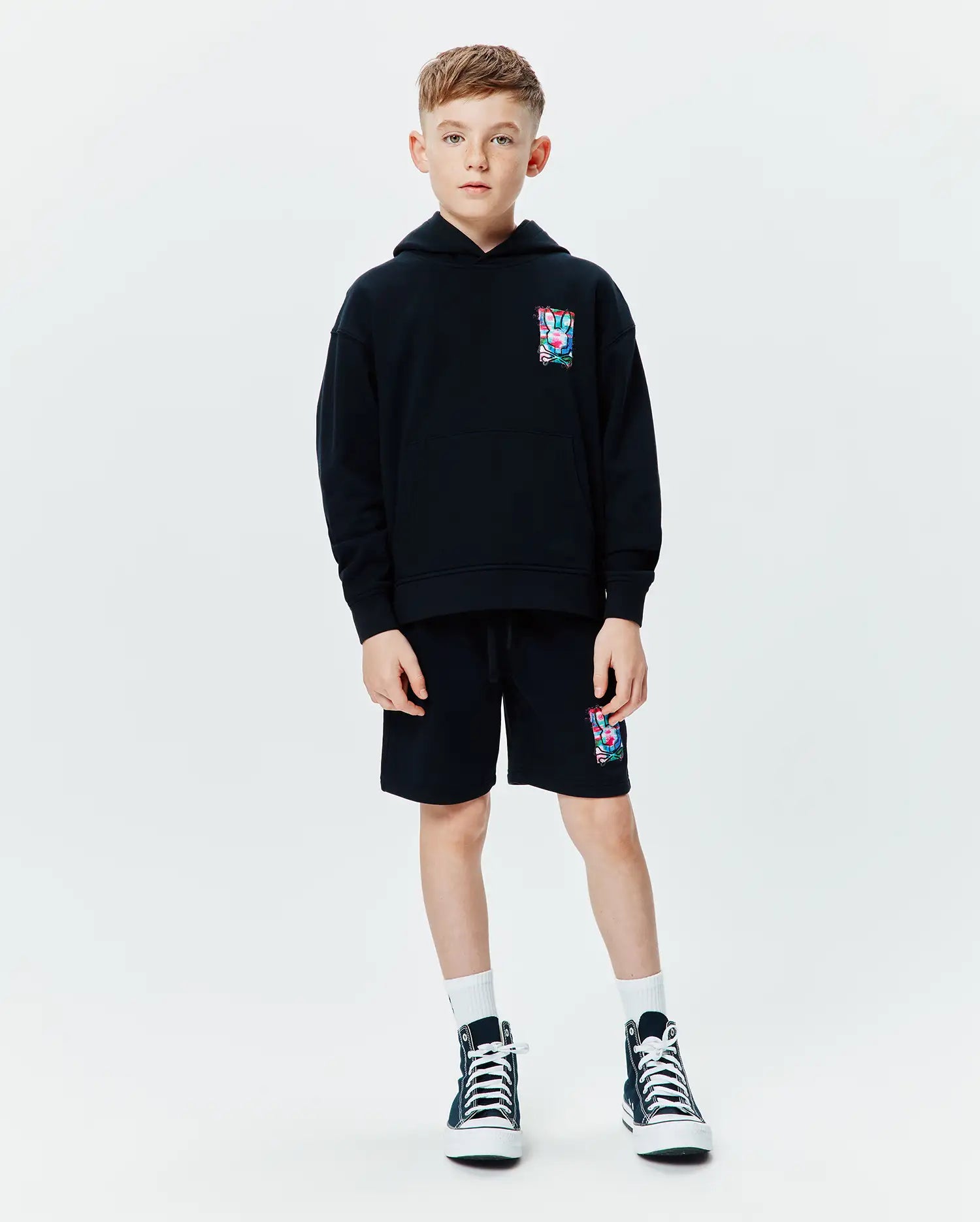 Psycho Bunny Kids Sweatshirts & Hoodies Isaac Hoodie KT0500072 felpa nera con cappuccio