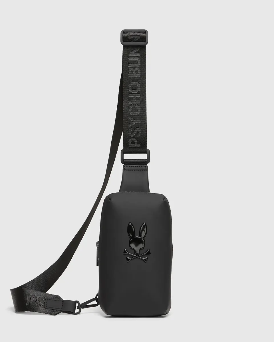 Psycho Bunny Accessories MENS RUBBERIZED CROSSBODY B6A635F200 borsa nera