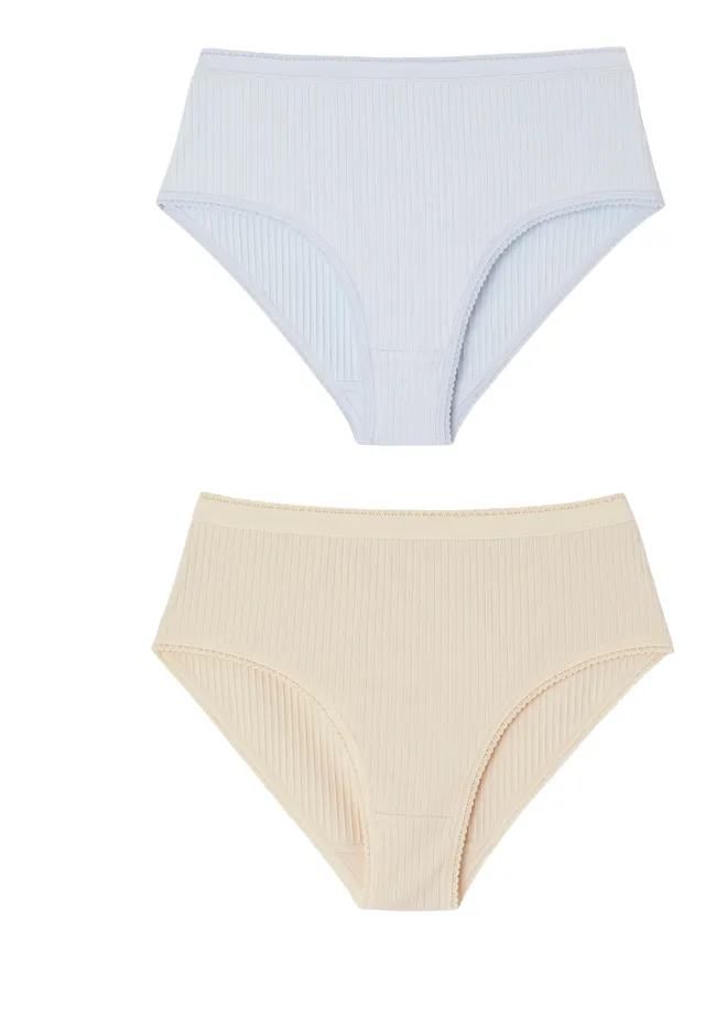 Damart Biancheria intima Set di 3 mutandine piatte da donna Lotto Pastello L cotone