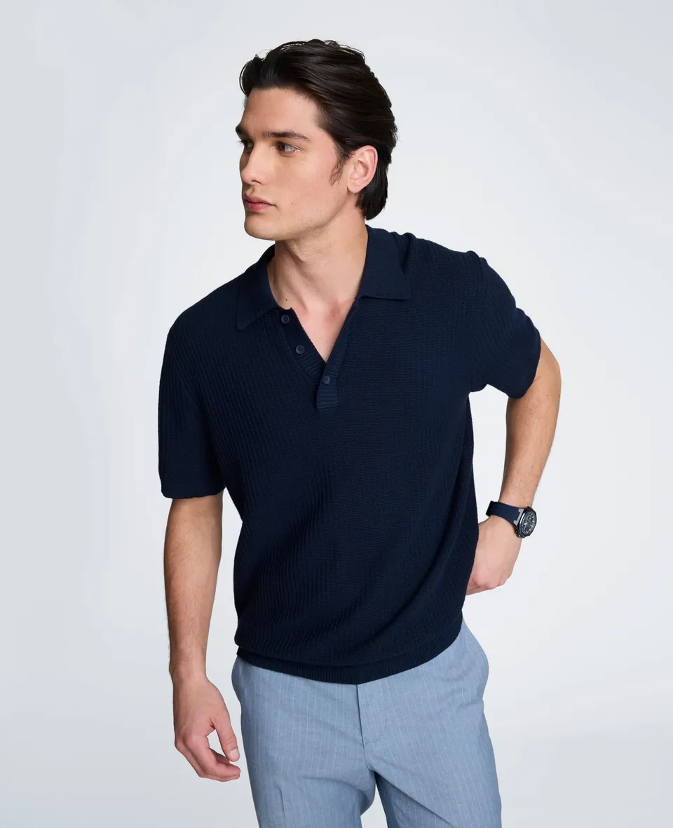 Kenneth Cole Reaction Clothing Sweater Polo polo navy S–XXL in cotone