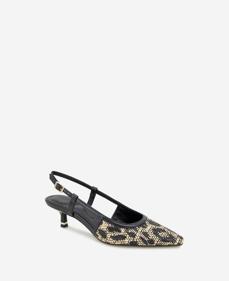 Kenneth Cole Reaction Shoes Martha Leopard Raffia slingback tacco basso