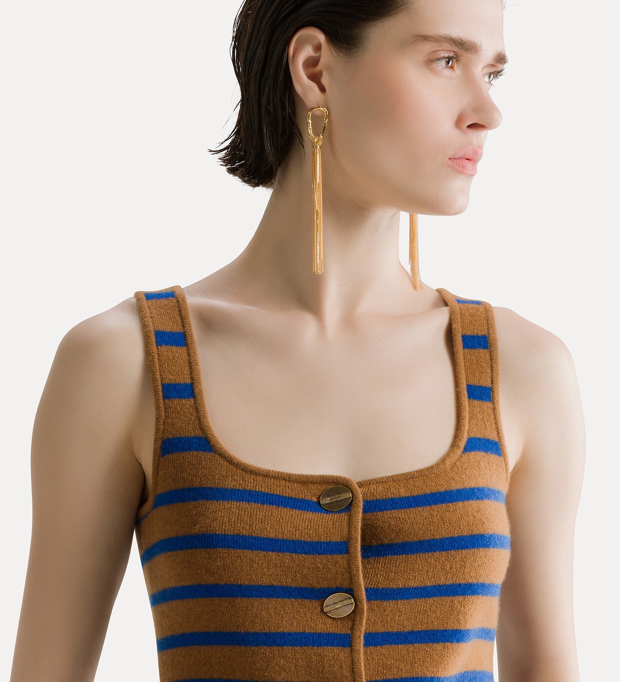 Forte maglieria Cashmere and Wool Bustier Waistcoat caramello gilet