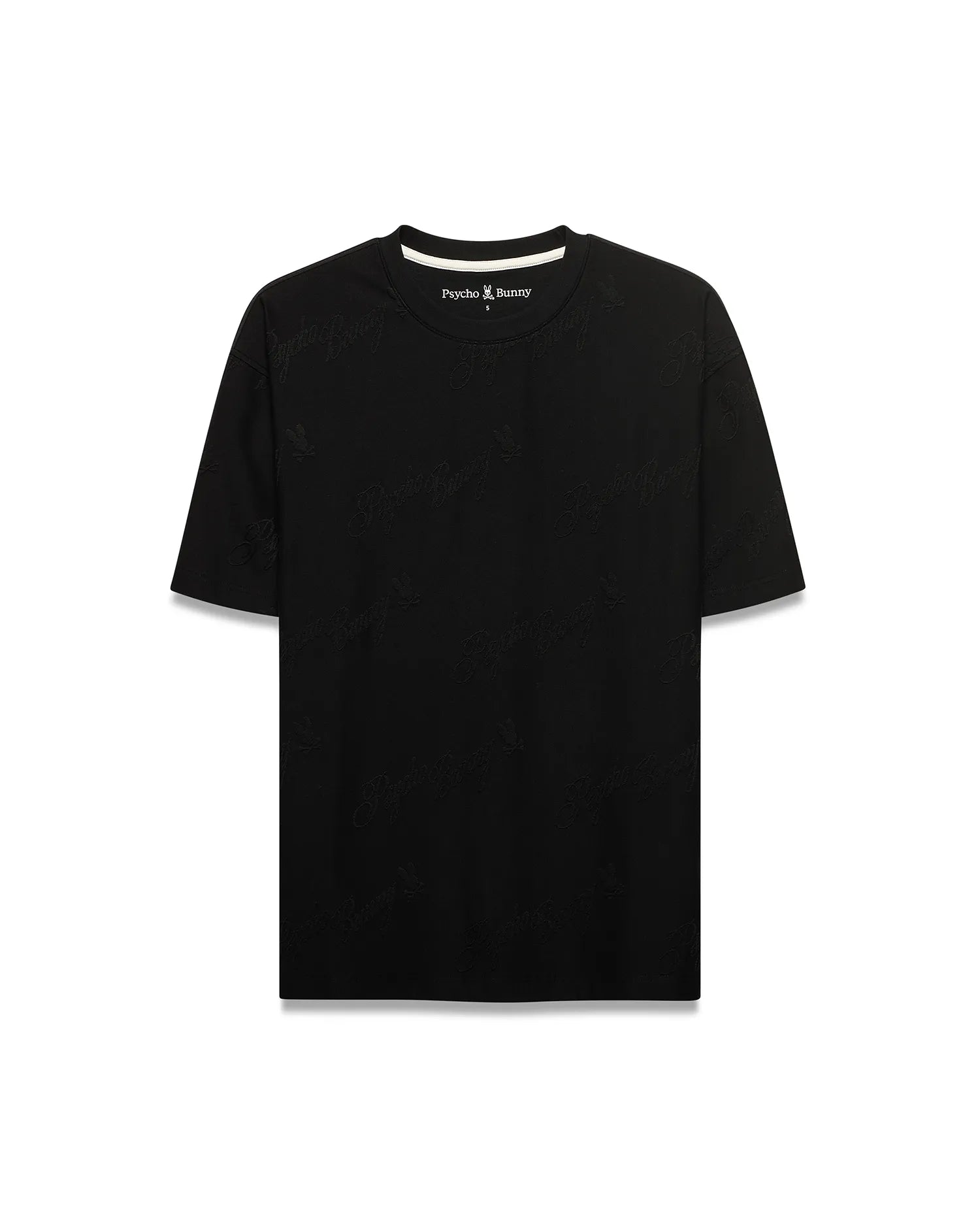Psycho Bunny Men's Tees Mens Lenny Relaxed Jacquard Tee maglietta nera