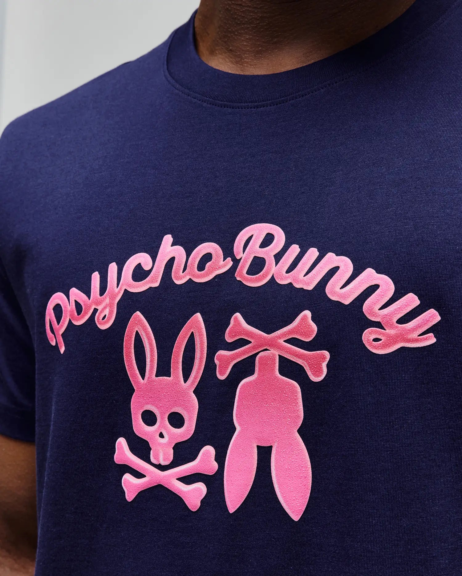 Psycho Bunny Men's Tees Aram Graphic Tee T-shirt blu cotone Pima