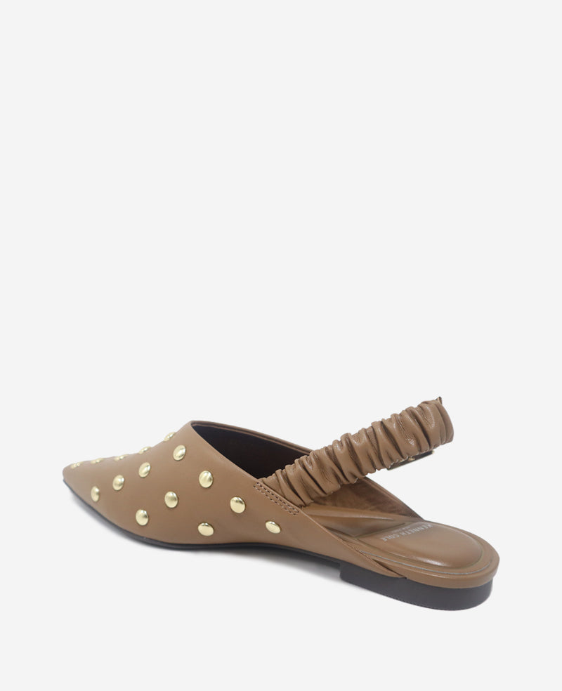 Kenneth Cole Reaction Shoes Nicola Studded Leather Slingback Sandal sandali marroni in pelle