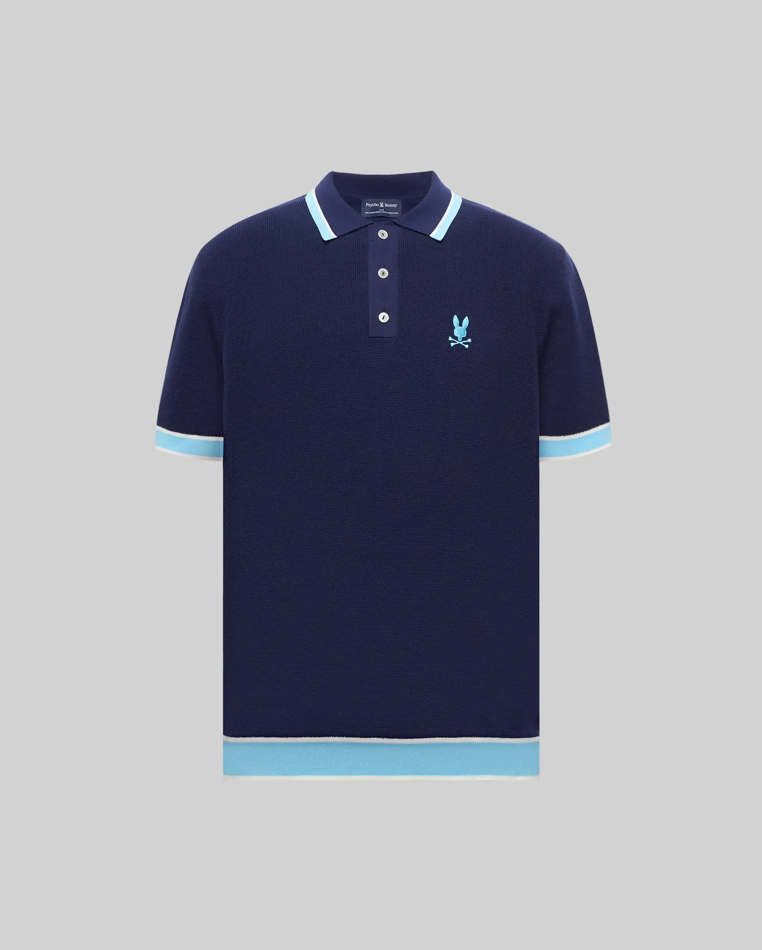 Psycho Bunny Dax Knit Polo MT0100212 polo Evening Blue 402 in cotone