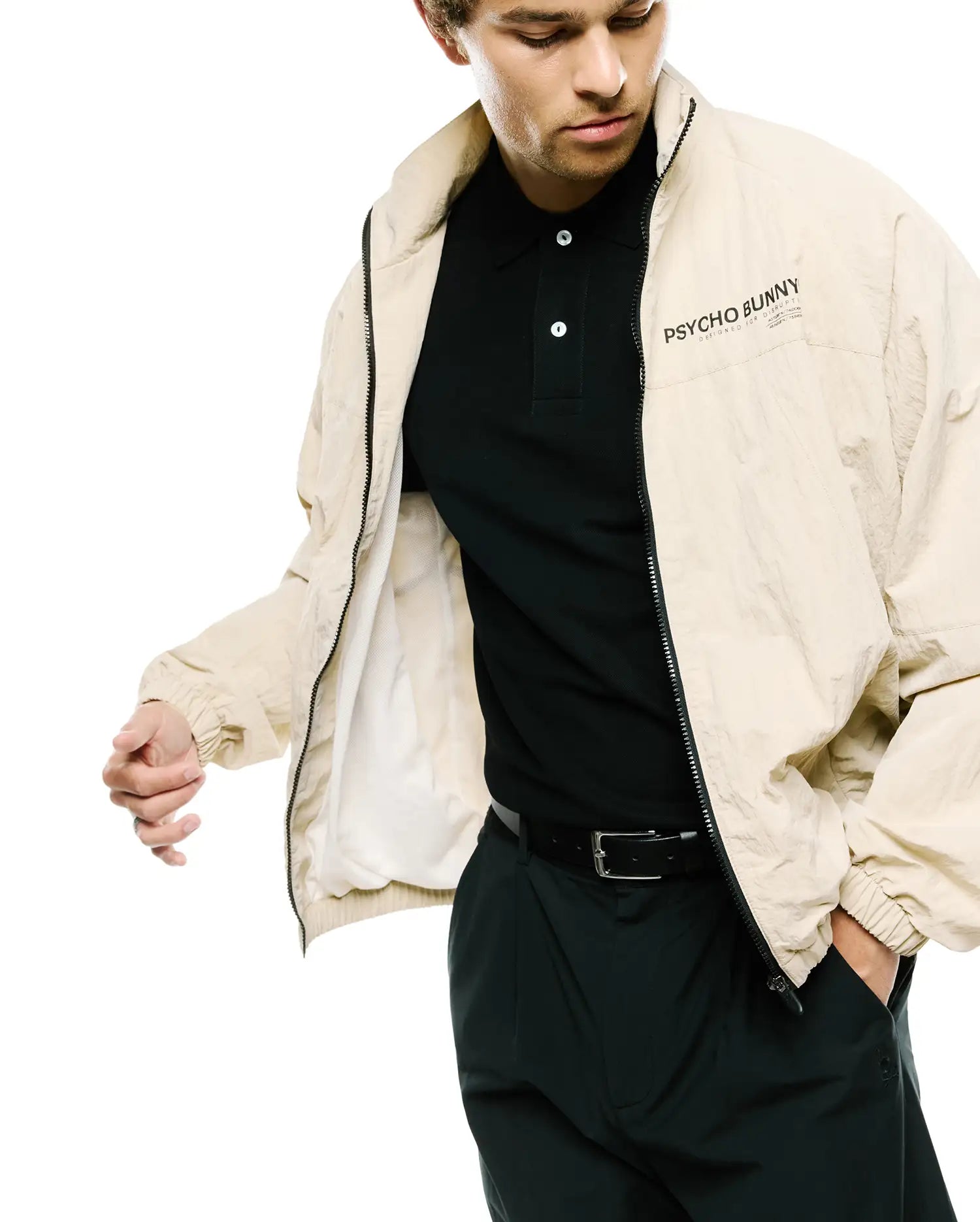Psycho Bunny Jackets MEN'S ALDER NYLON JACKET - MT0500243 giacca beige in nylon leggera