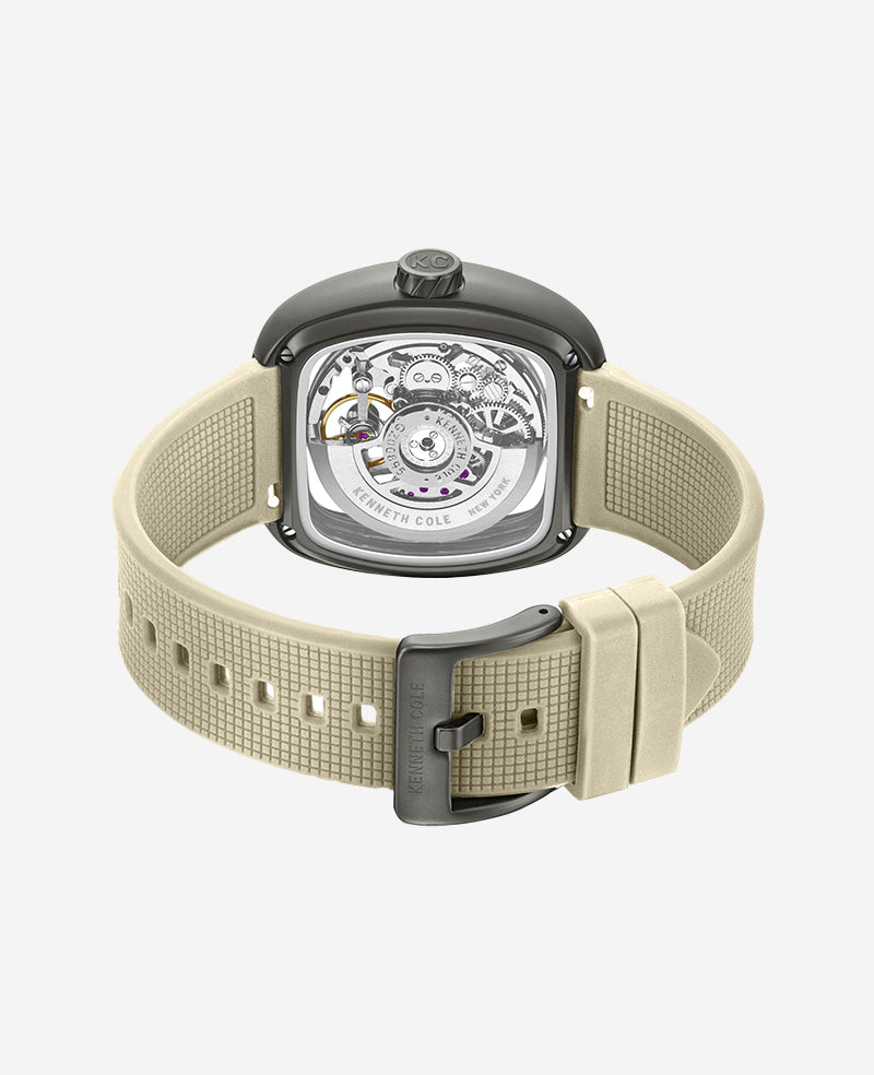 Kenneth Cole Reaction Watches Skeleton Automatic Bracelet Watch with 3-Strap Set orologio gunmetal