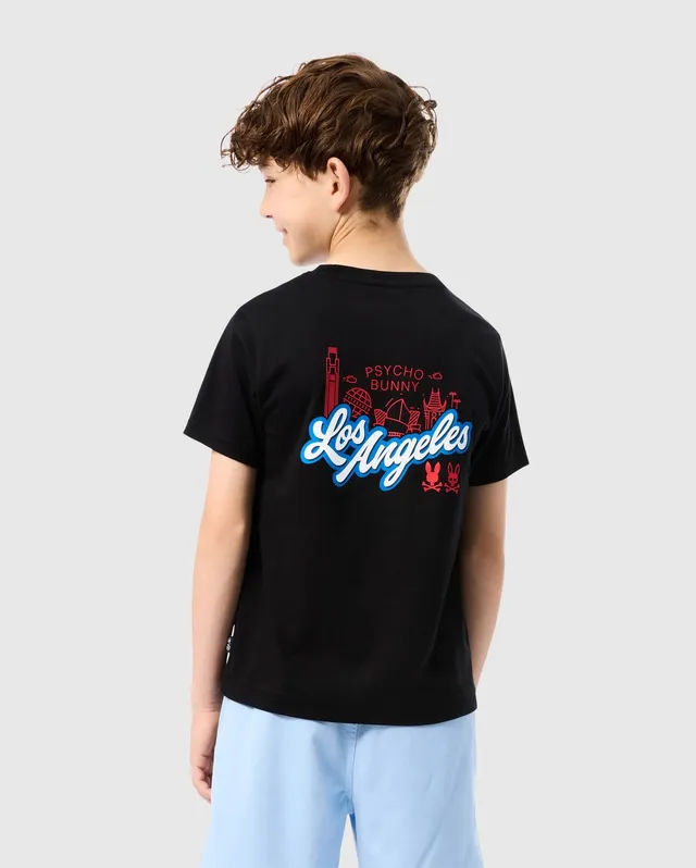 Psycho Bunny Kids Tees Los Angeles City Tee T-shirt nera bambino