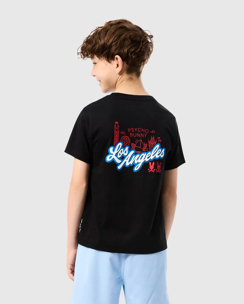 Psycho Bunny Kids Tees Los Angeles City Tee T-shirt nera bambino
