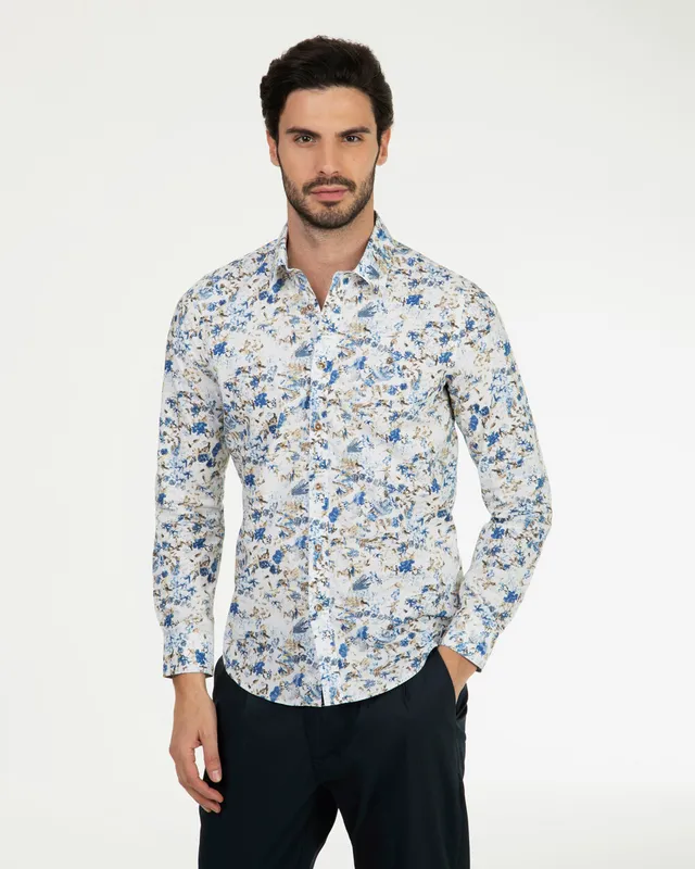 Markup Uomo Camicie Camicia collo italiano stampa acquerello camicia