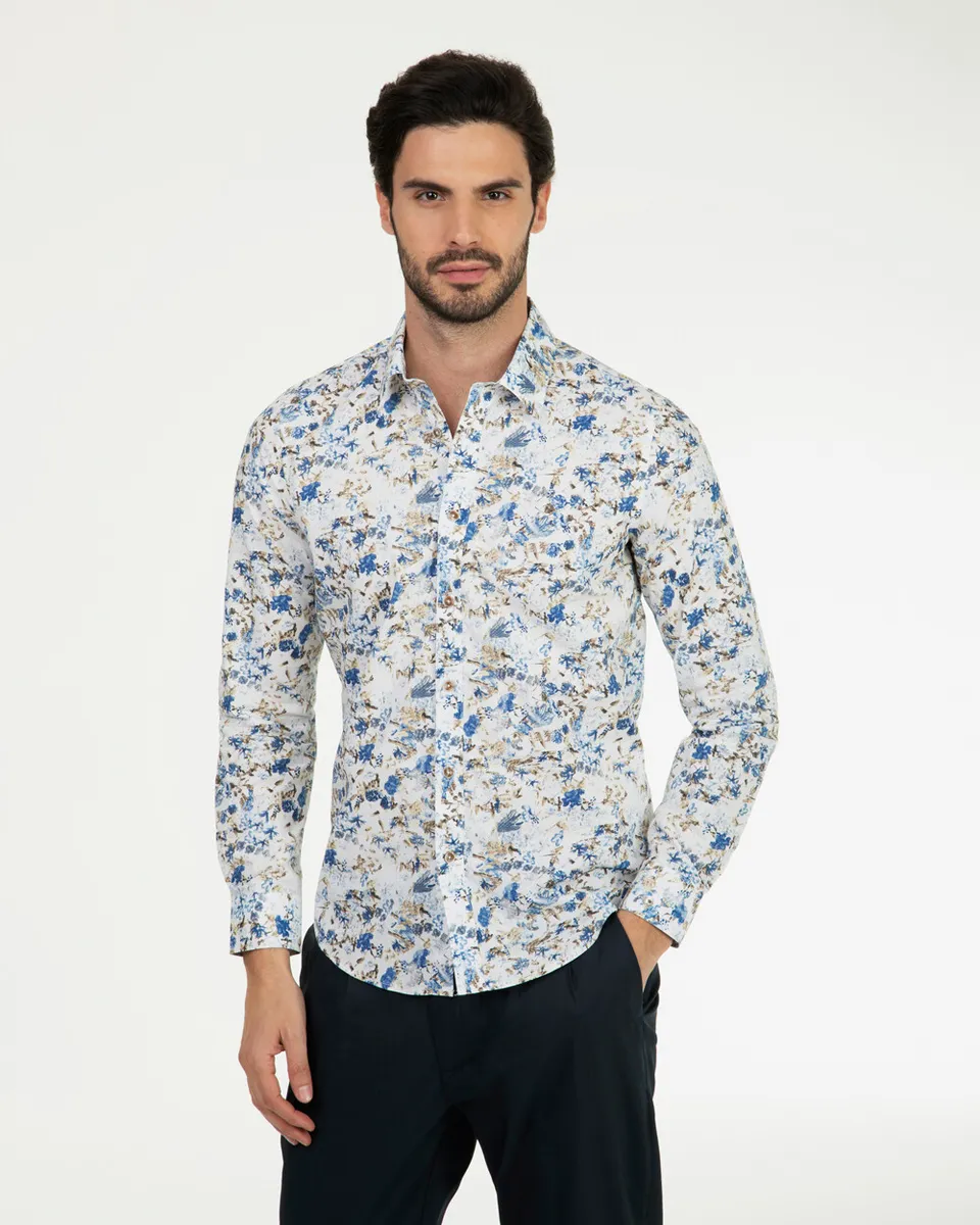 Markup Uomo Camicie Camicia collo italiano stampa acquerello camicia