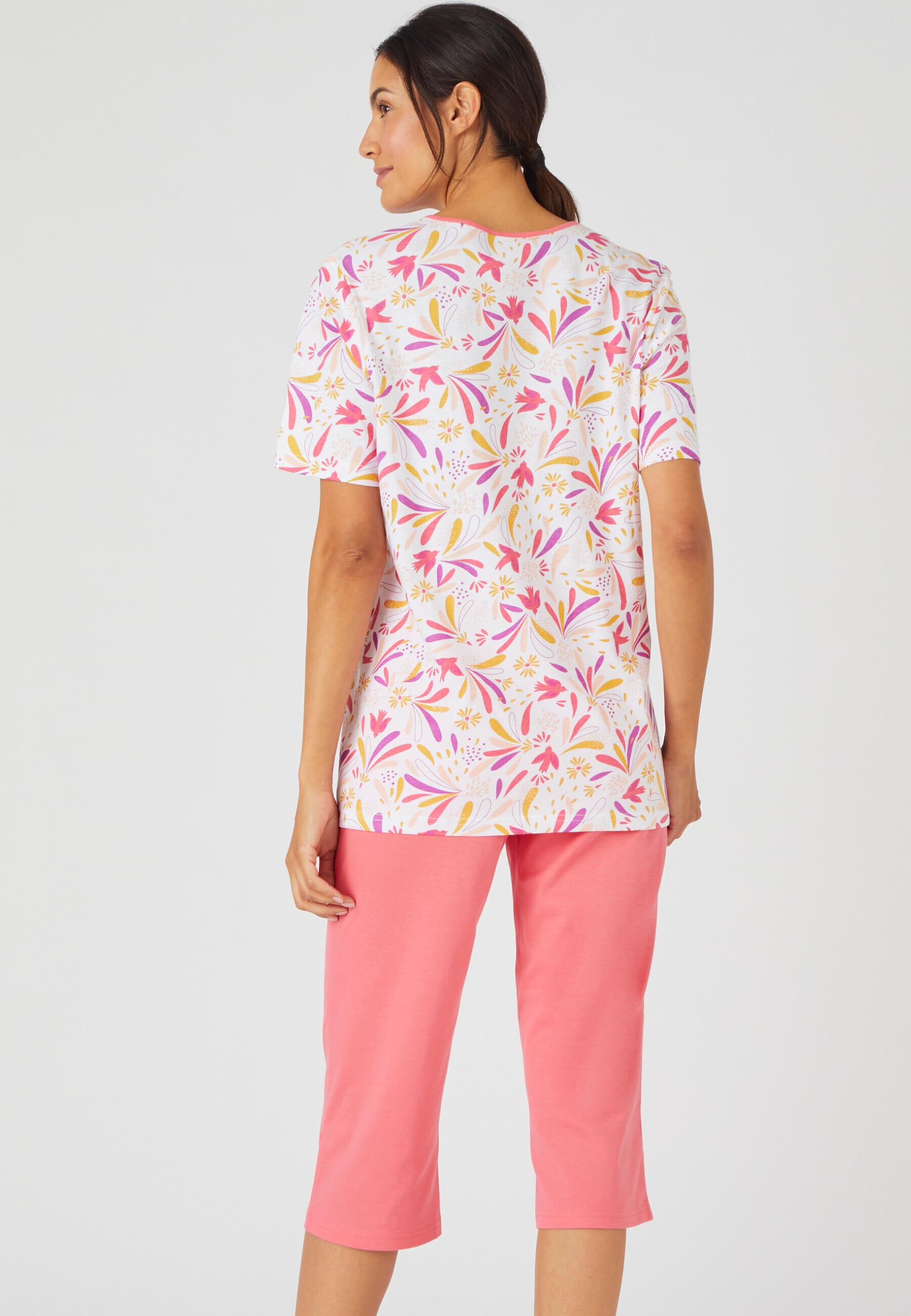 Damart Homewear Pyjacourt Maglia Grafica Puro Cotone pettinato Donna pigiama corto donna in cotone