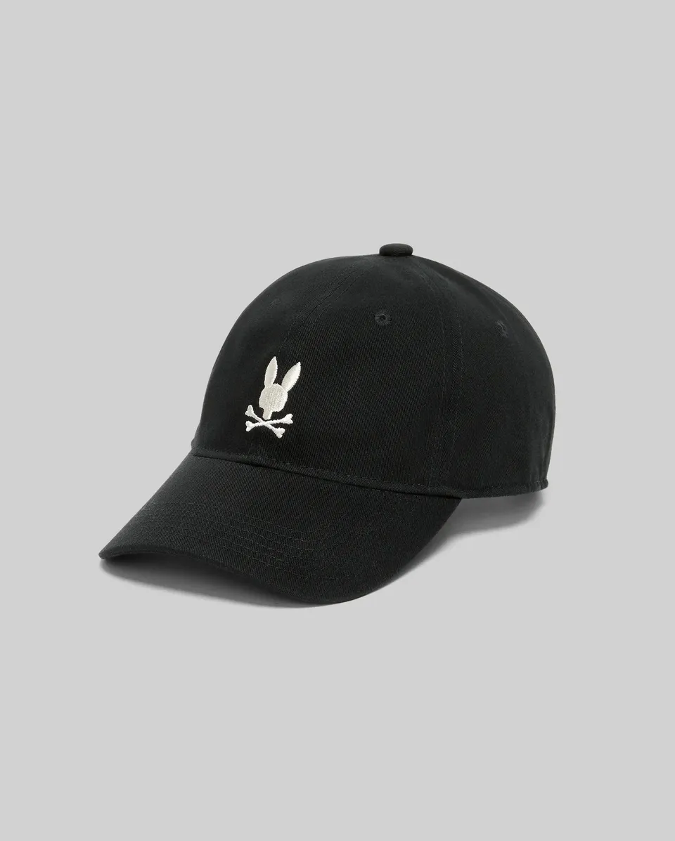 Psycho Bunny Accessories Men's Jimmy Baseball Cap cappellino nero cotone