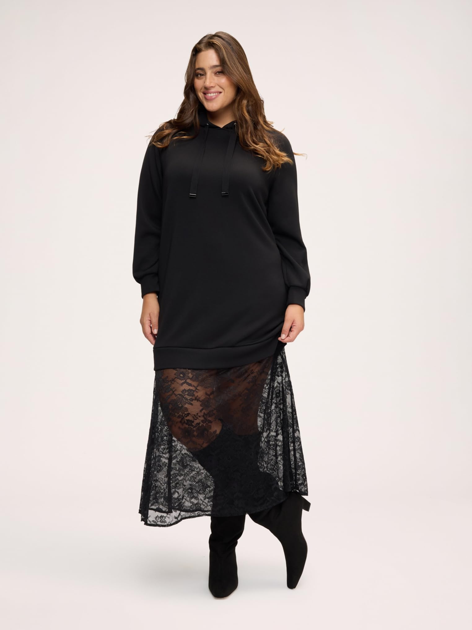 Fiorella Rubino Vestiti Vestito in felpa con gonna in pizzo M Plus