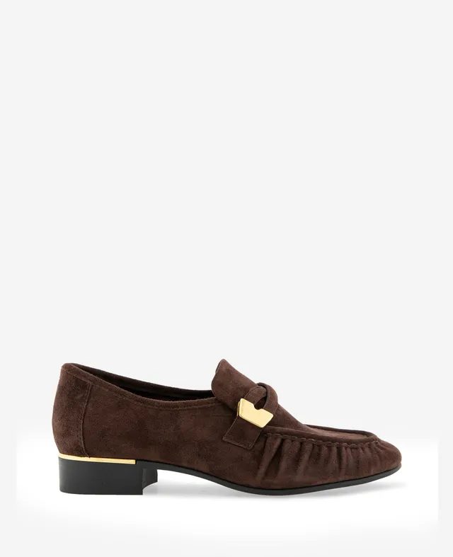 Kenneth Cole Reaction Remi Suede Pleated Toe loafer marrone in camoscio
