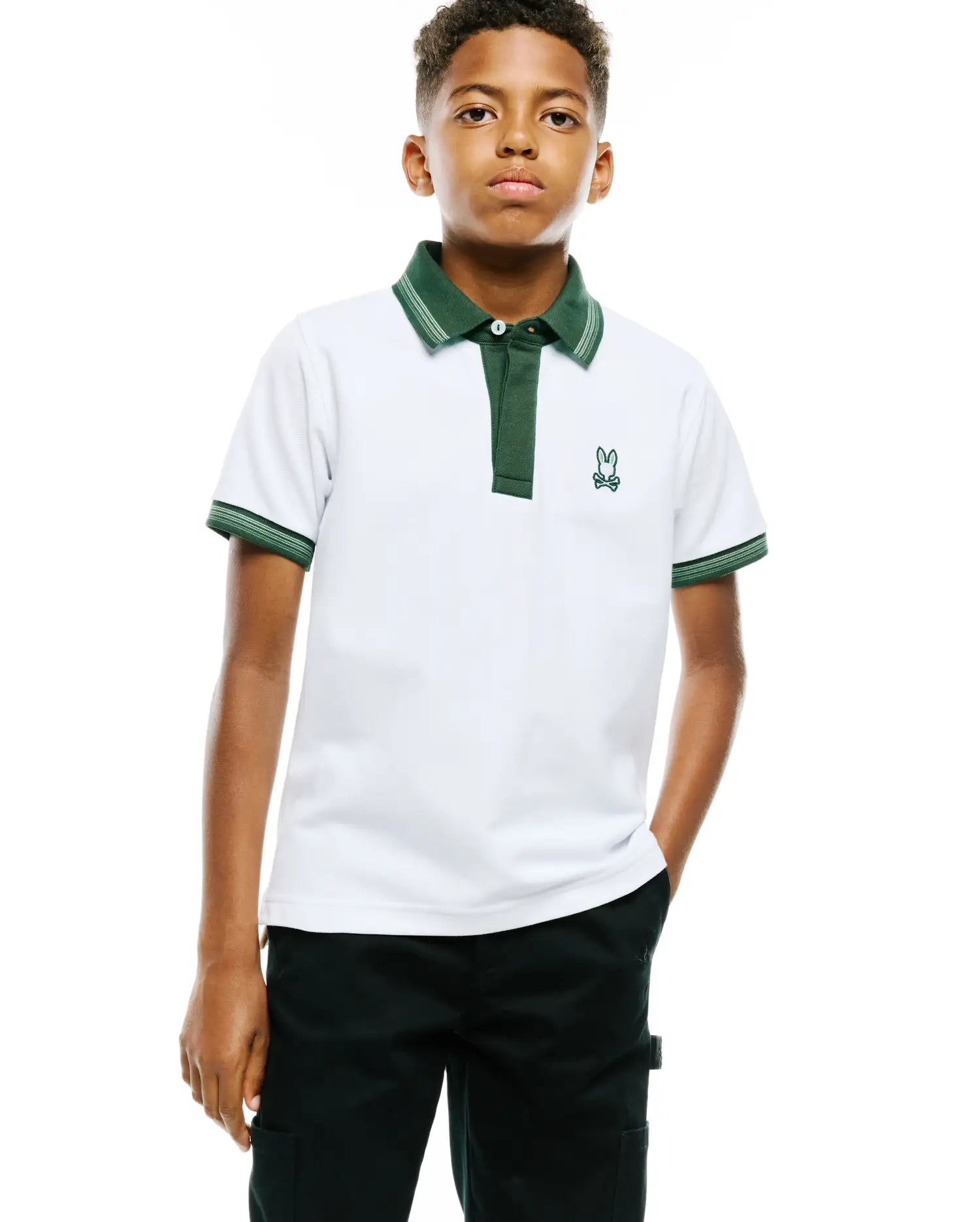 Psycho Bunny Kids Polo Shirts Jaydon polo piqué bianca Pima