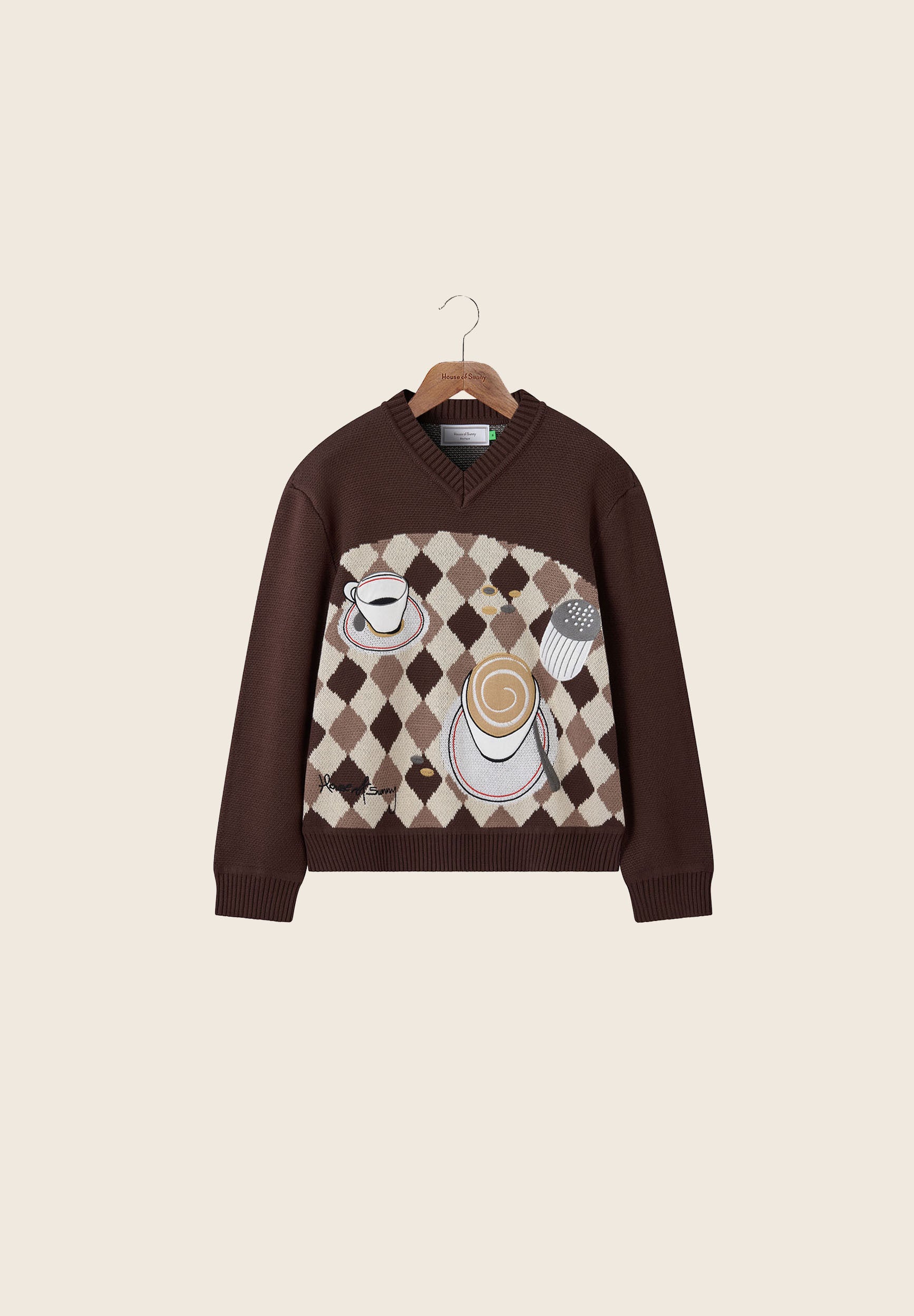 House Of Sunny Women's Knitwear Daily Grind Knit maglione jacquard con scollo a V