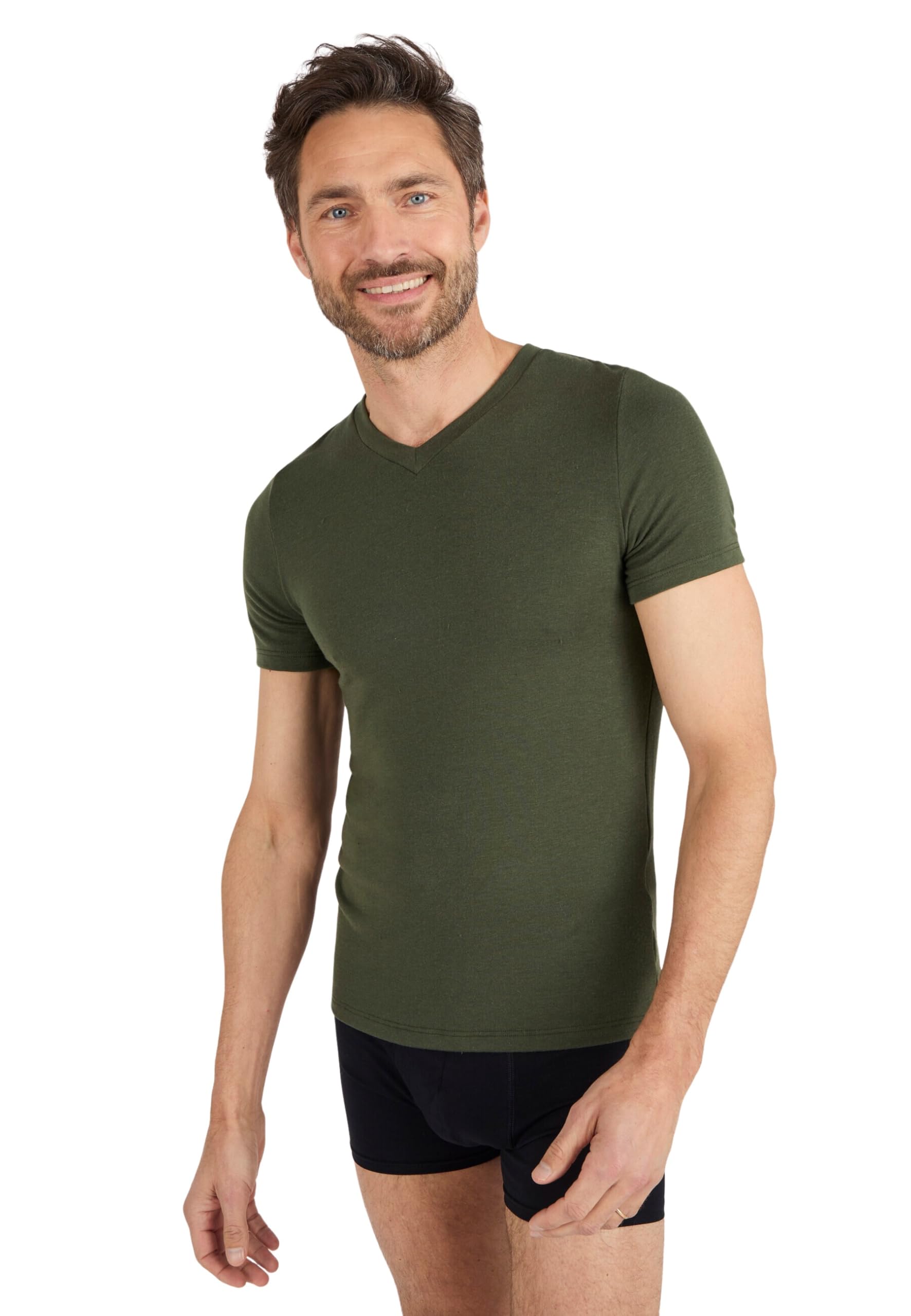 Damart Thermolactyl T-shirt uomo scollo a V manica corta grigio melange scuro S