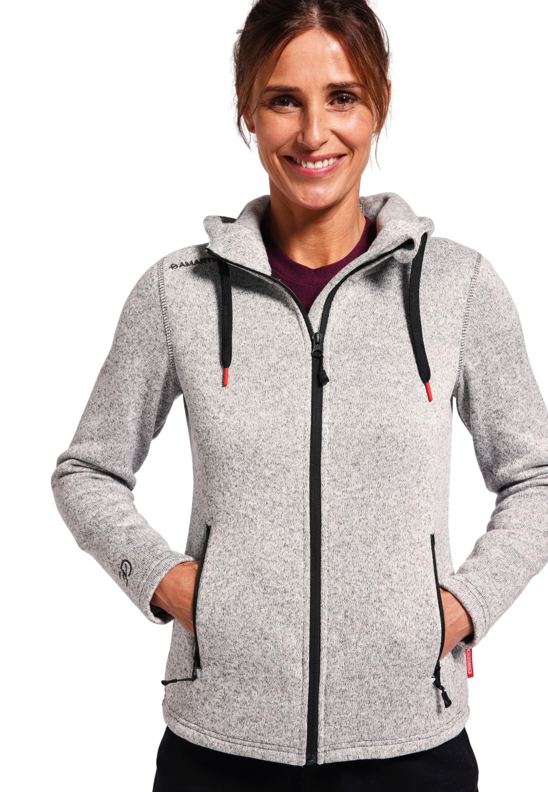 Damart Thermolactyl Giacca in pile donna con cappuccio grigia XS calda