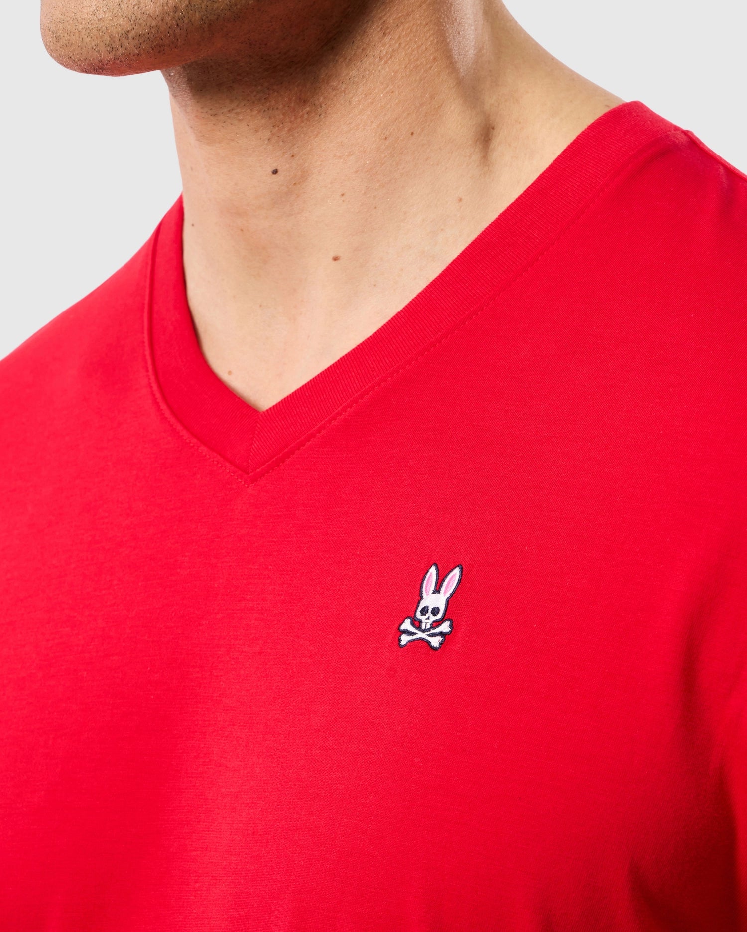 Psycho Bunny Men's Tees B6U100CRPC t-shirt scollo a V 620 Brilliant Red