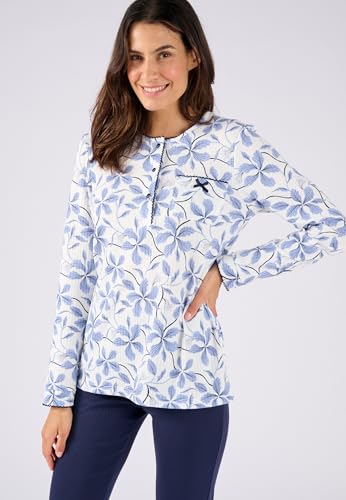 Damart Homewear Pigiama maglia a costine blu stampato XS