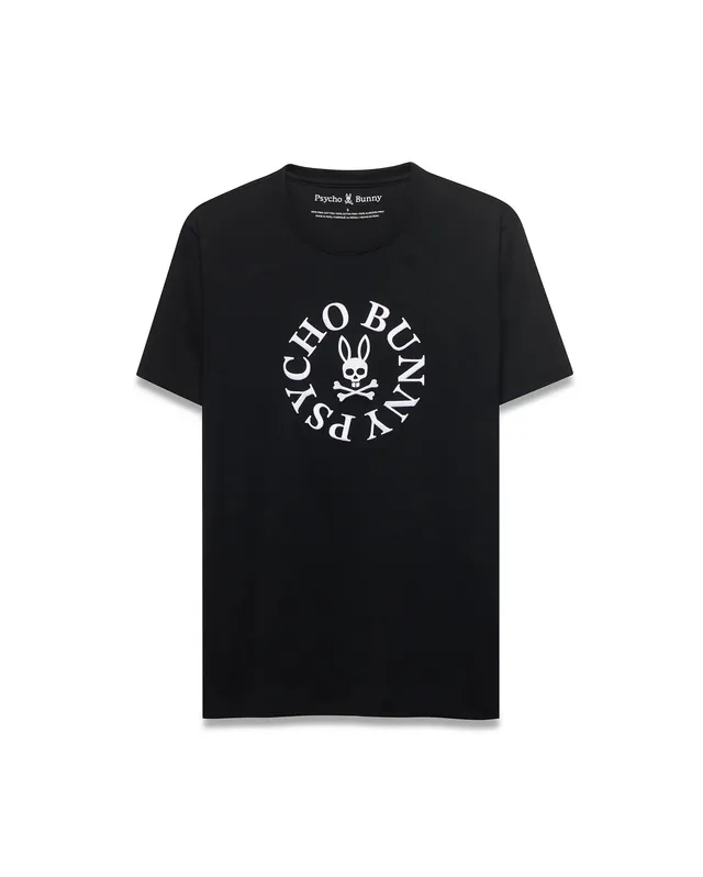 Psycho Bunny Men's Tees Vallance t-shirt nera in cotone Pima