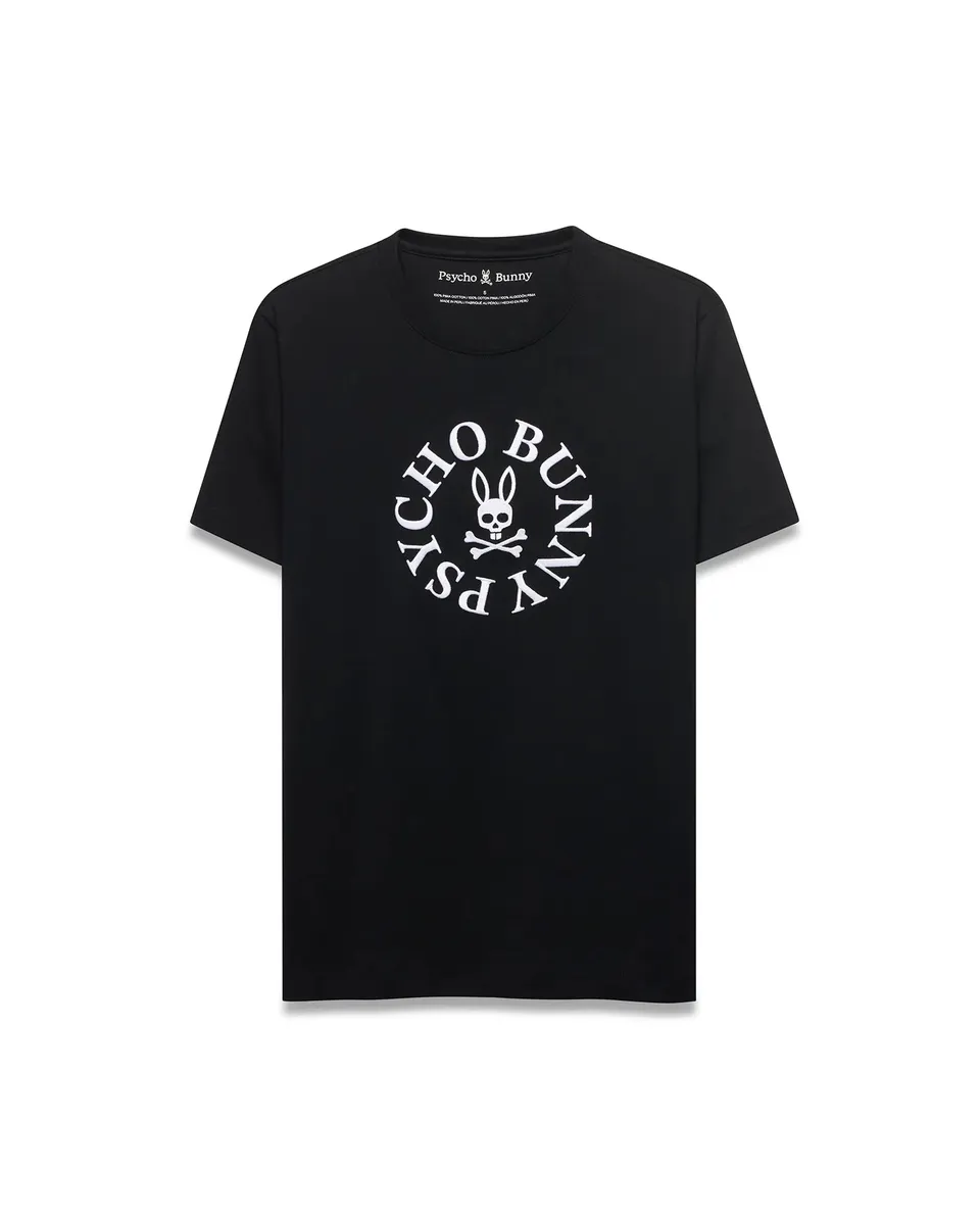 Psycho Bunny Men's Tees Vallance t-shirt nera in cotone Pima