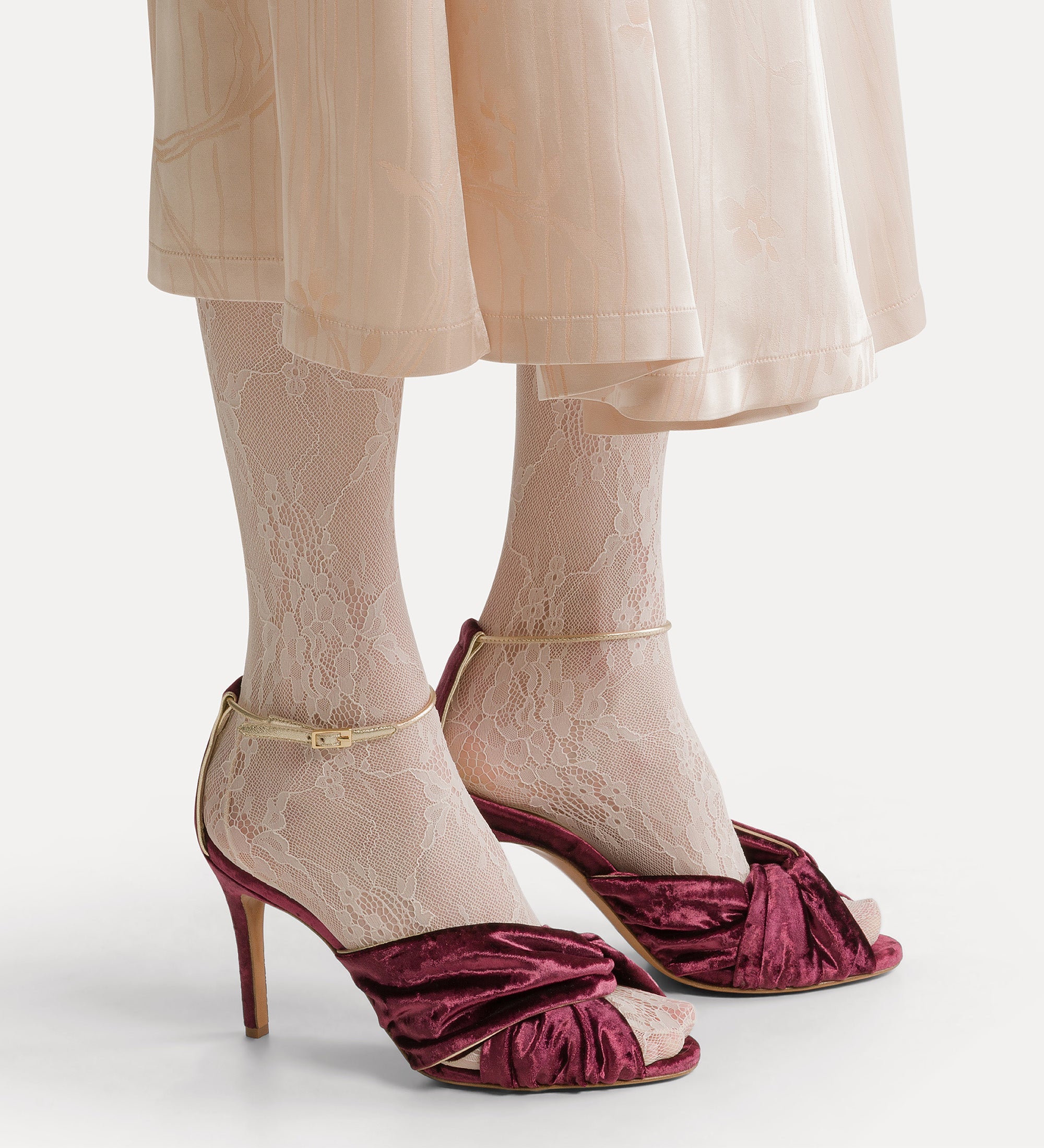 Forte scarpe velvet criss-cross sandals with high heels sandali ruby