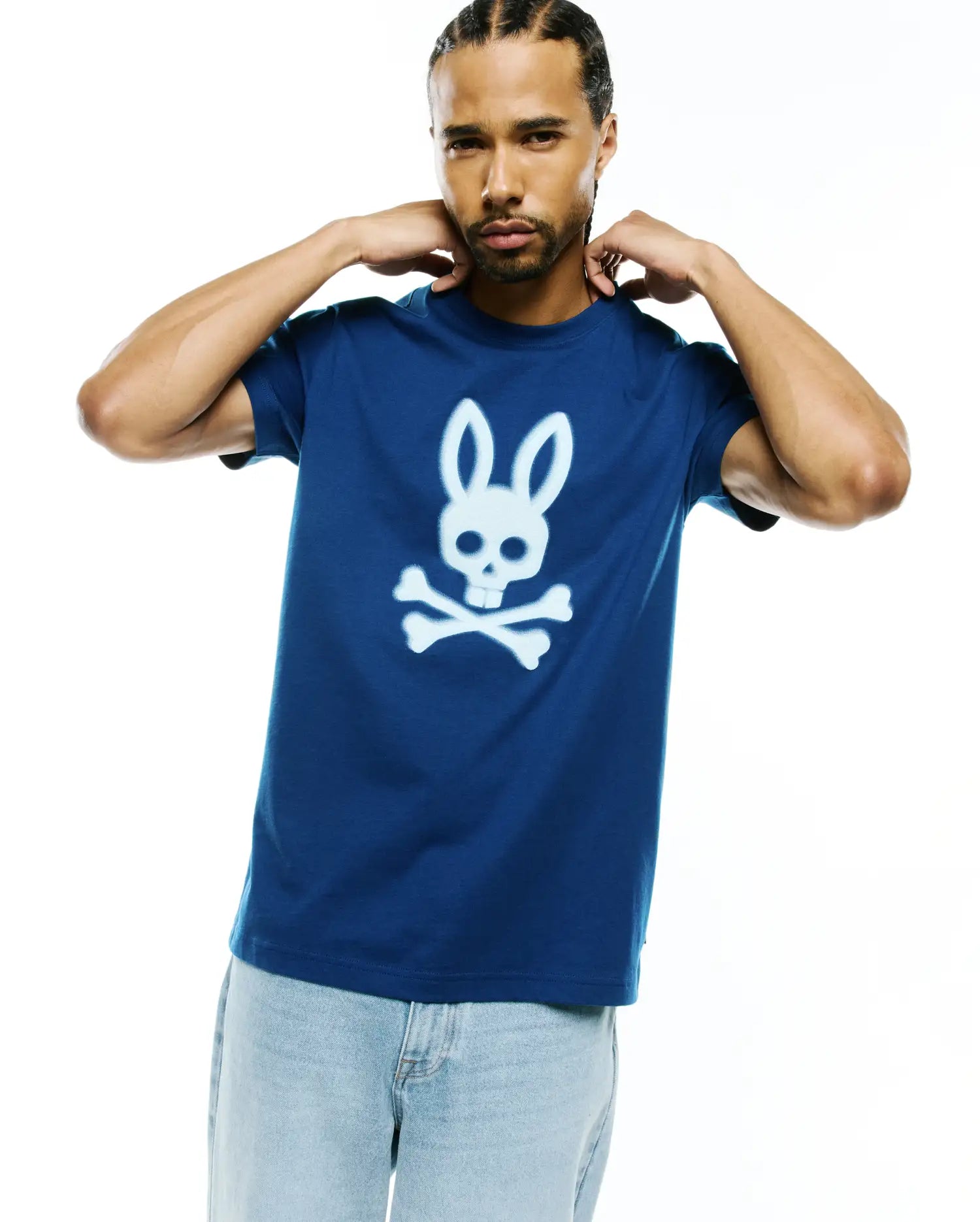 Psycho Bunny Men's Tees Emmanuel Pima Cotton Graphic Tee maglietta blu