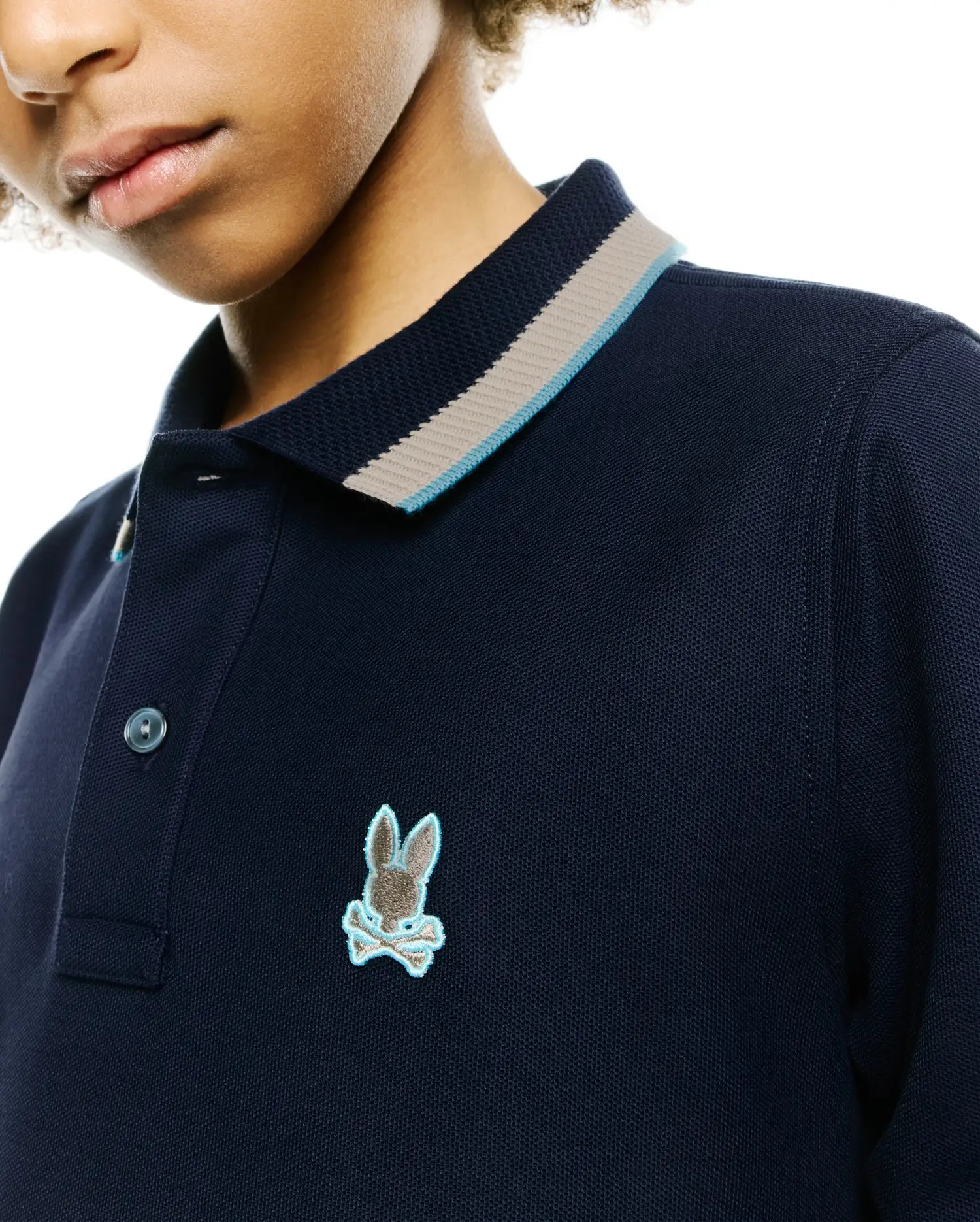 Psycho Bunny Kids Polo Shirts Grover Pique polo maniche lunghe blu