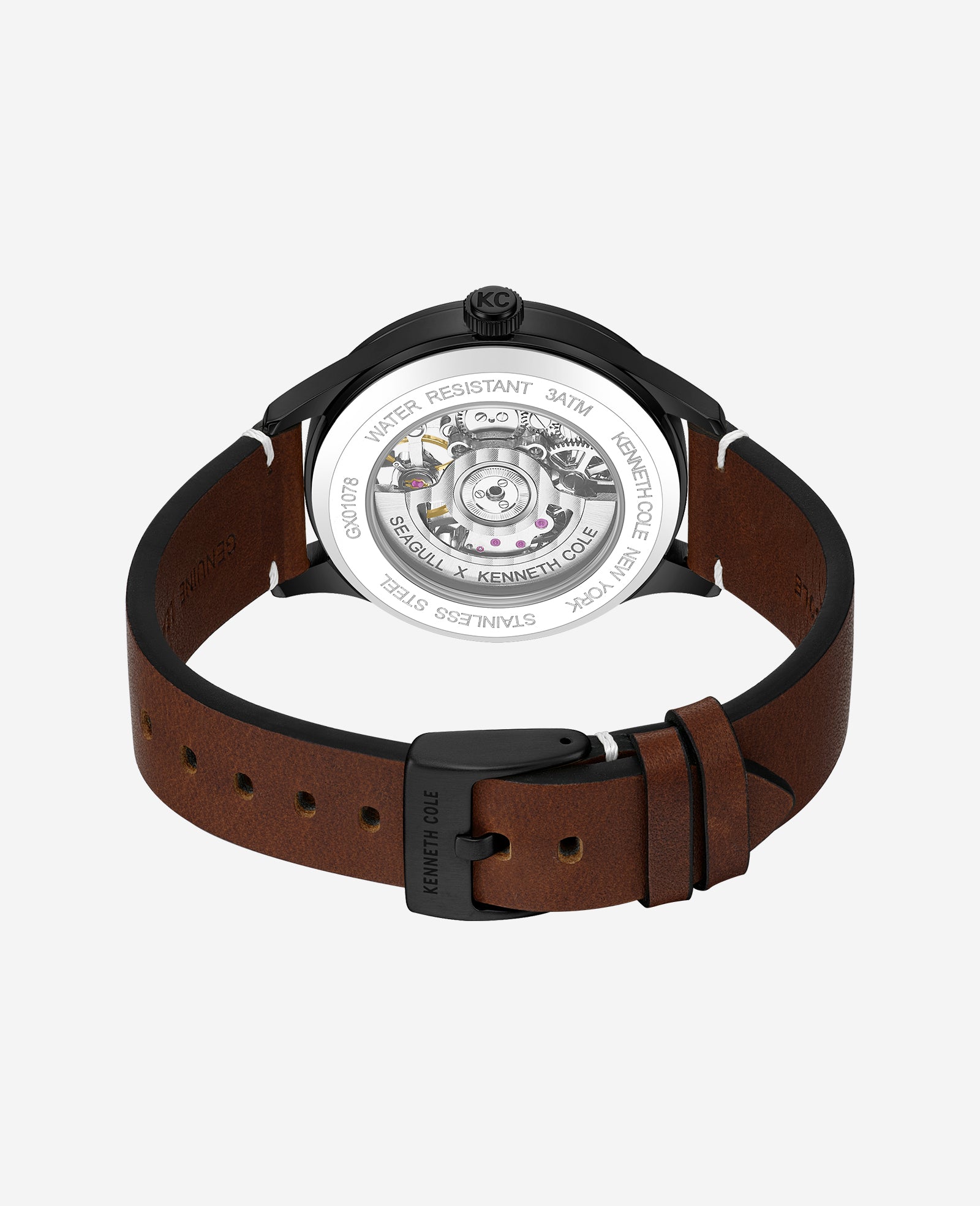 Kenneth Cole Reaction Open Heart Automatic Bracelet Watch orologio marrone automatico
