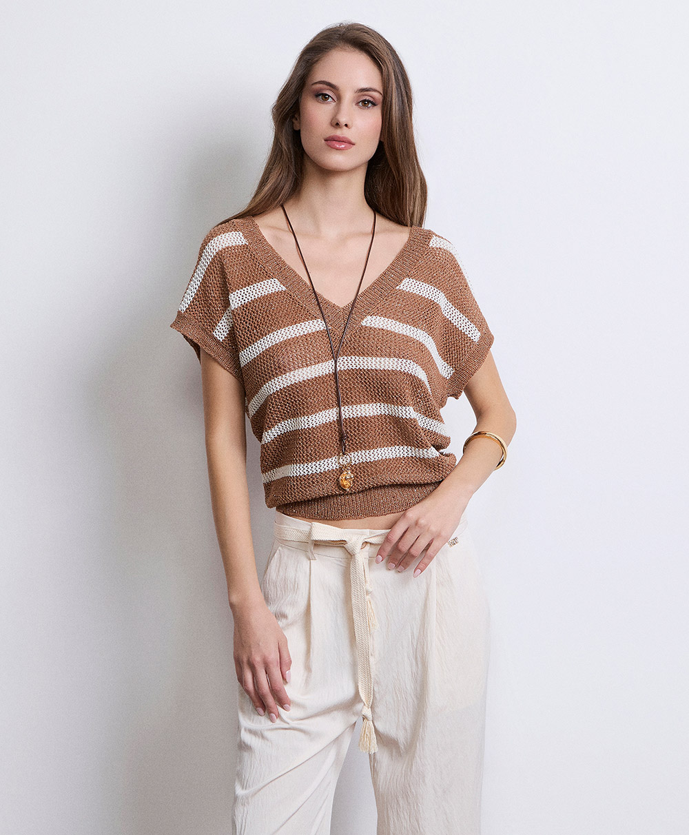 Markup Donna Giacche & Giubbotti Gilet a righe scollo a V