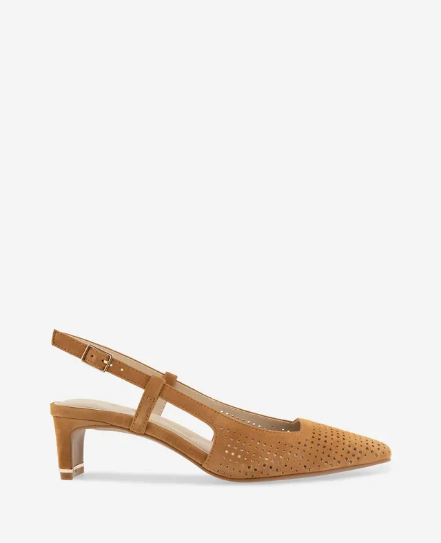Kenneth Cole Reaction Shoes Marbella Perforated Suede Slingback Heel slingback marrone