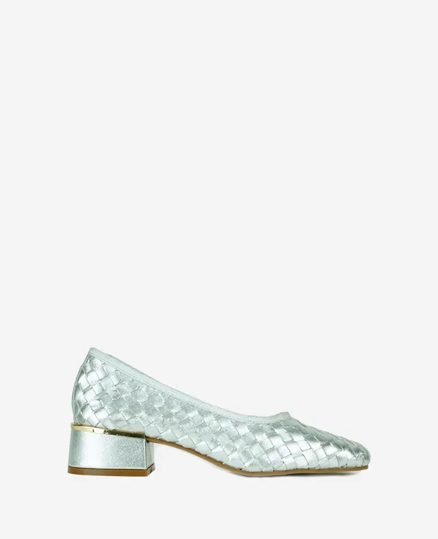 Kenneth Cole Reaction Shoes Birdie Woven Metallic Leather décolleté argento
