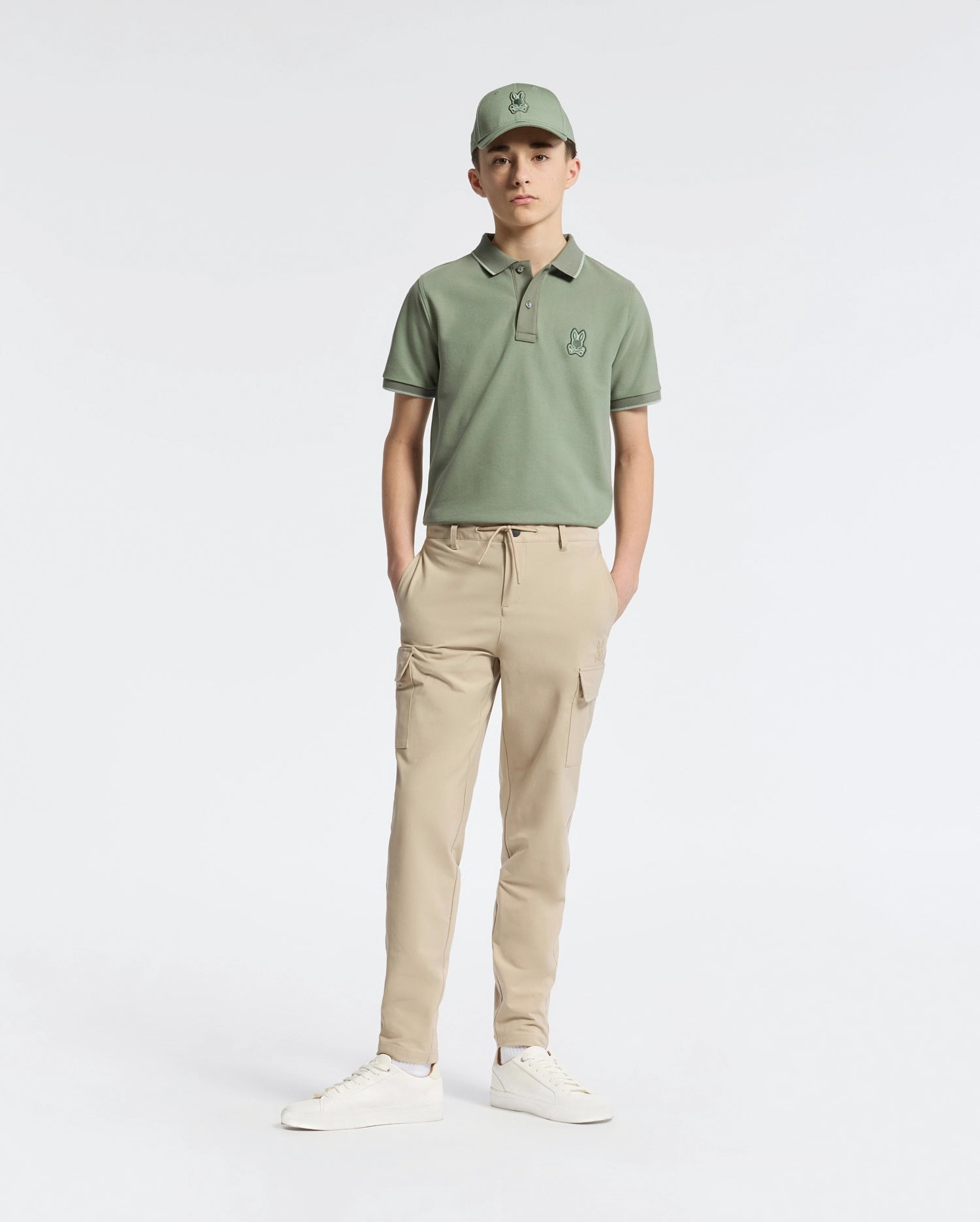 Psycho Bunny Kids Bottoms Green Valley Cargo Pant pantaloni cargo stone