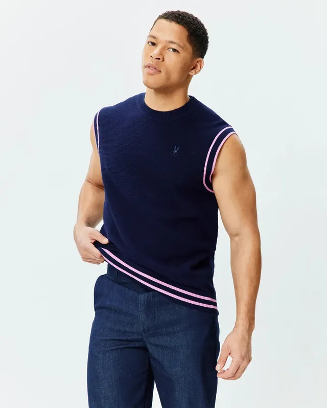 Psycho Bunny Men's Sweatshirts & Hoodies MENS PETER KNIT VEST gilet blu 402 cotone