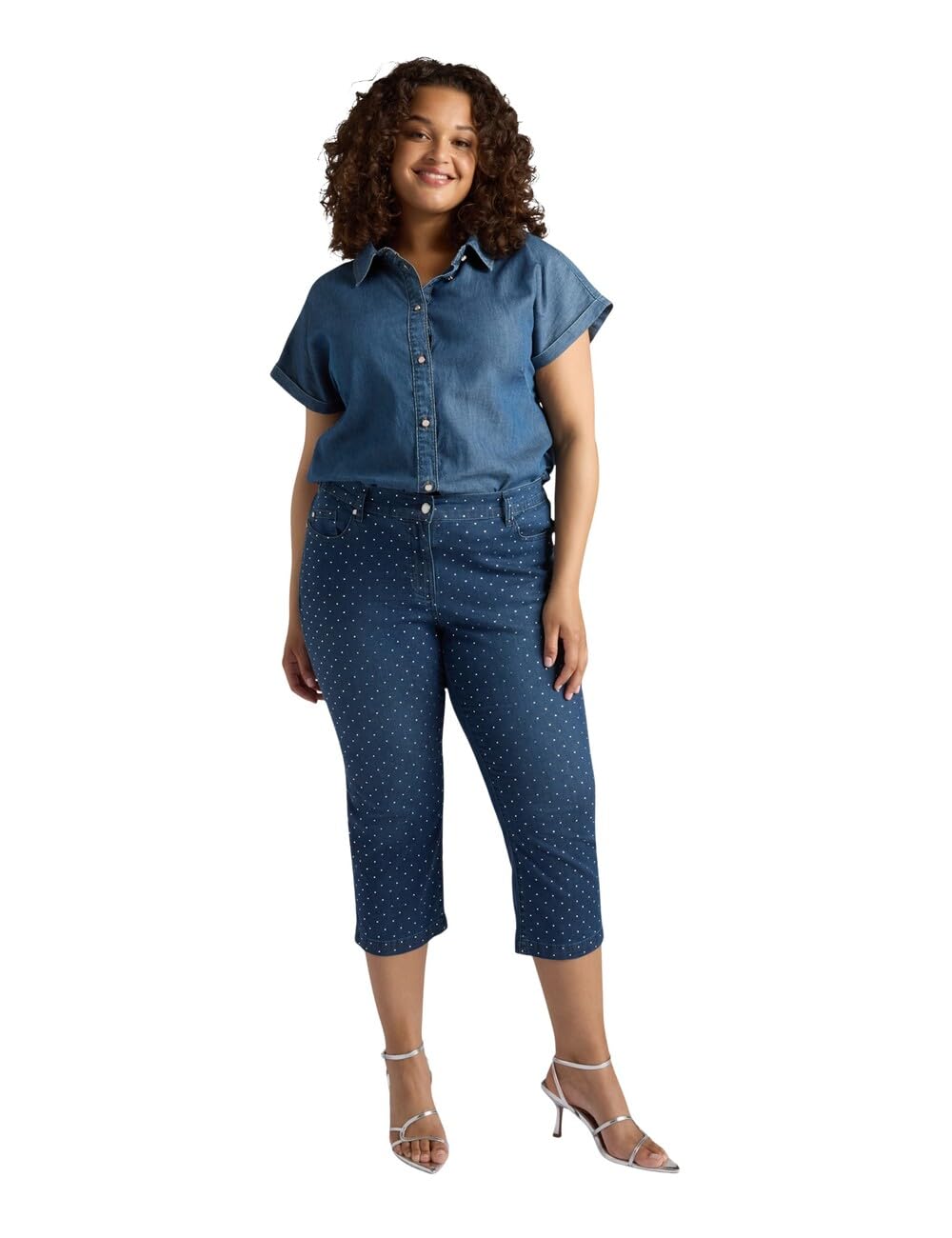 Fiorella Rubino Jeans Jeans Cropped con Piccole Borchie Curvy Size 52 Plus elasticizzati