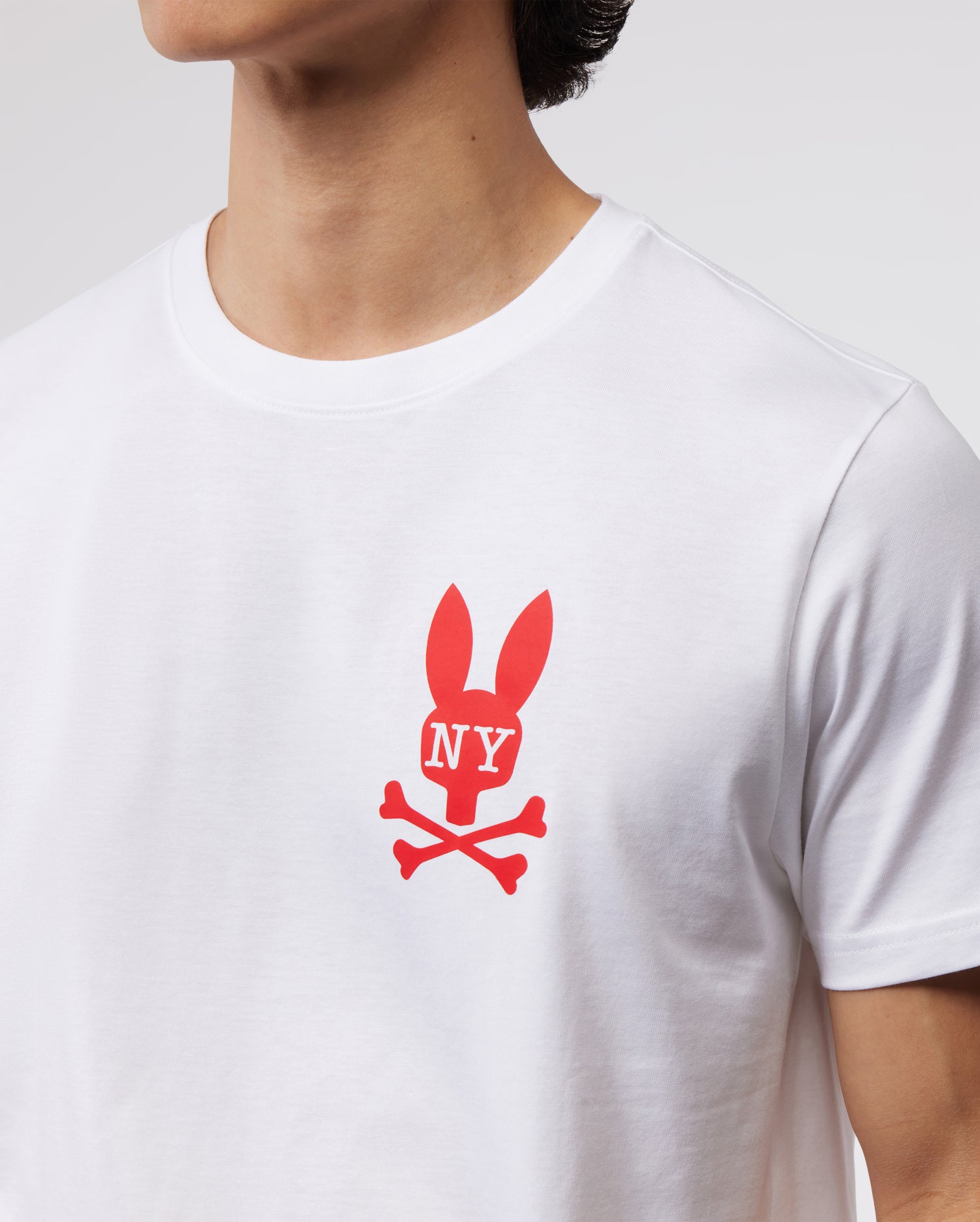 Psycho Bunny Men's Tees New York Tee B6U554W1PC T-shirt bianca in cotone Pima