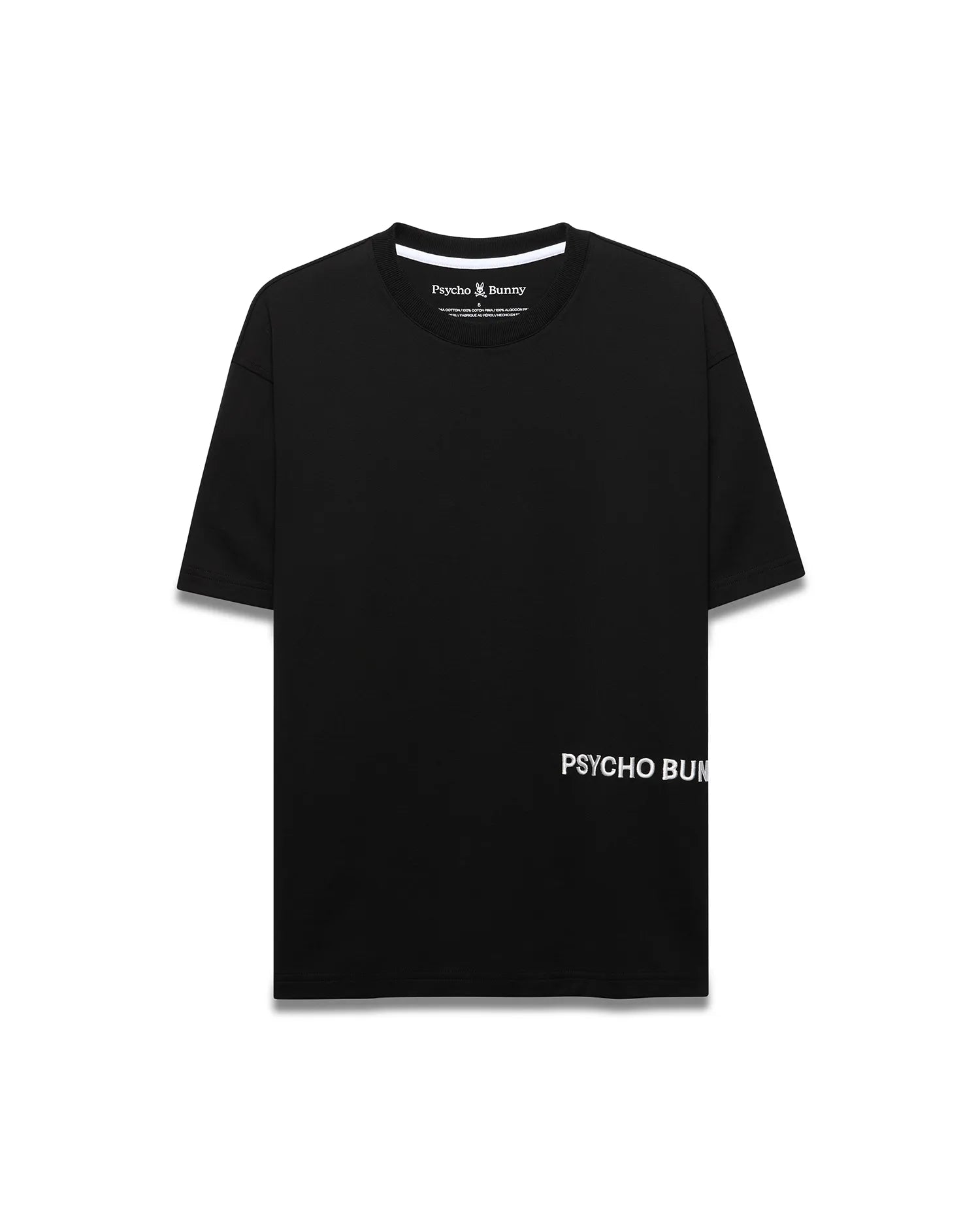 Psycho Bunny Men's Tees Haiden Oversized Tee maglietta nera in Pima